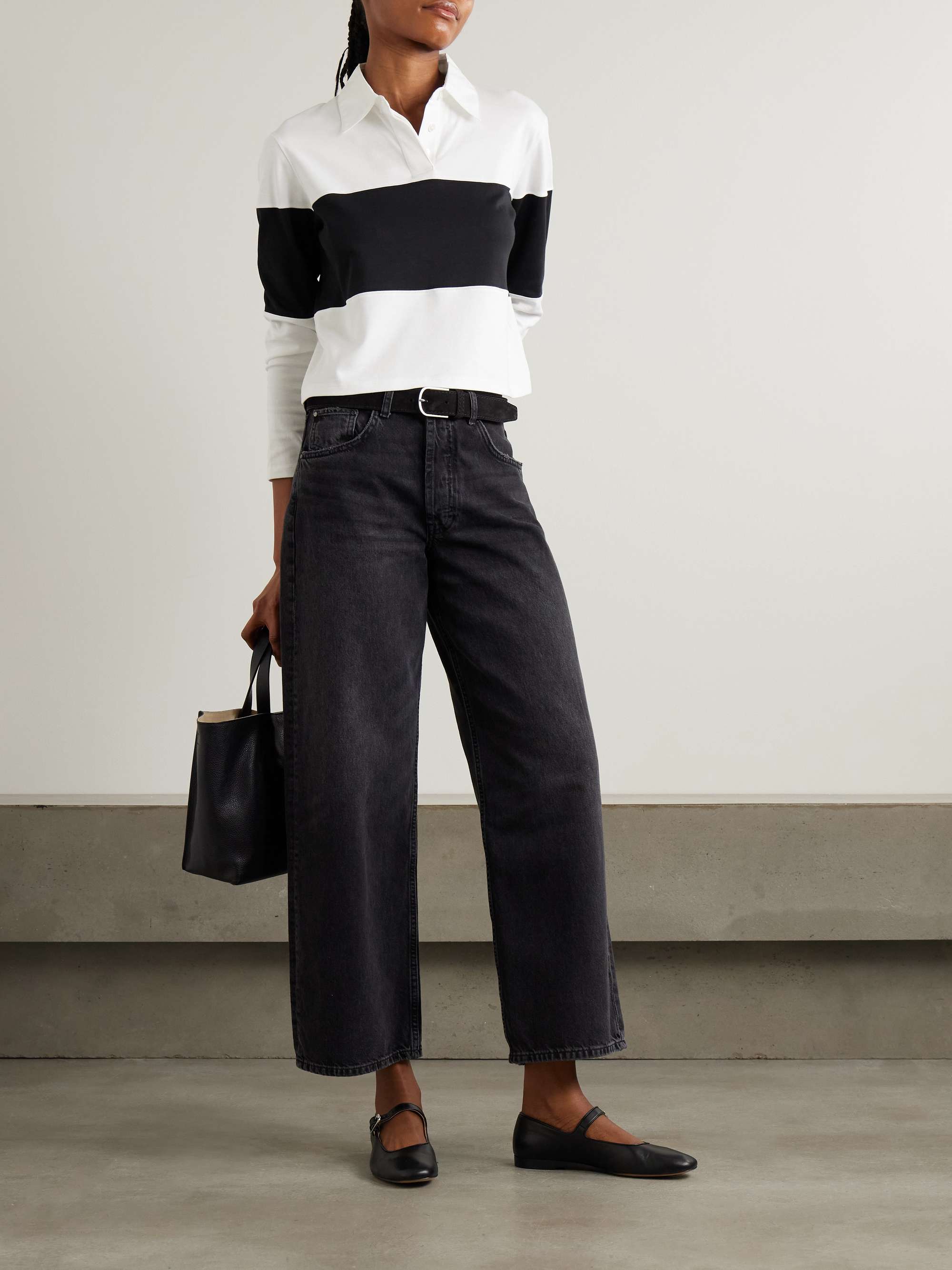 Clinton cropped striped Supima cotton shirt view