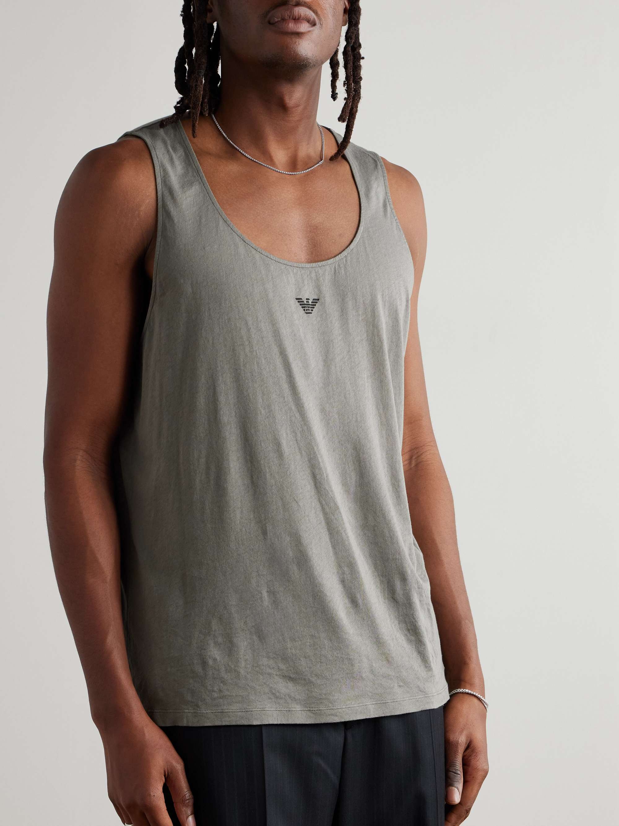 + Emporio Armani Logo-Print Cotton-Jersey Tank view