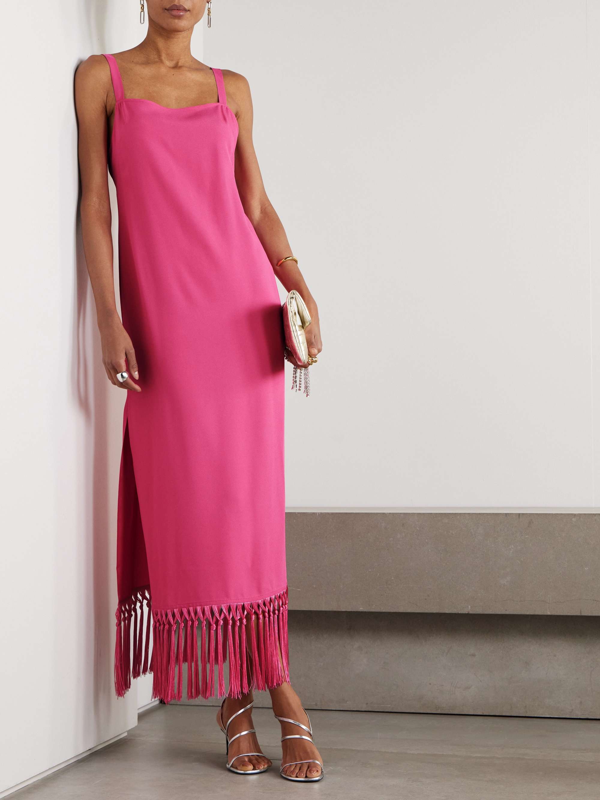 Palermo fringed crepe midi dress view