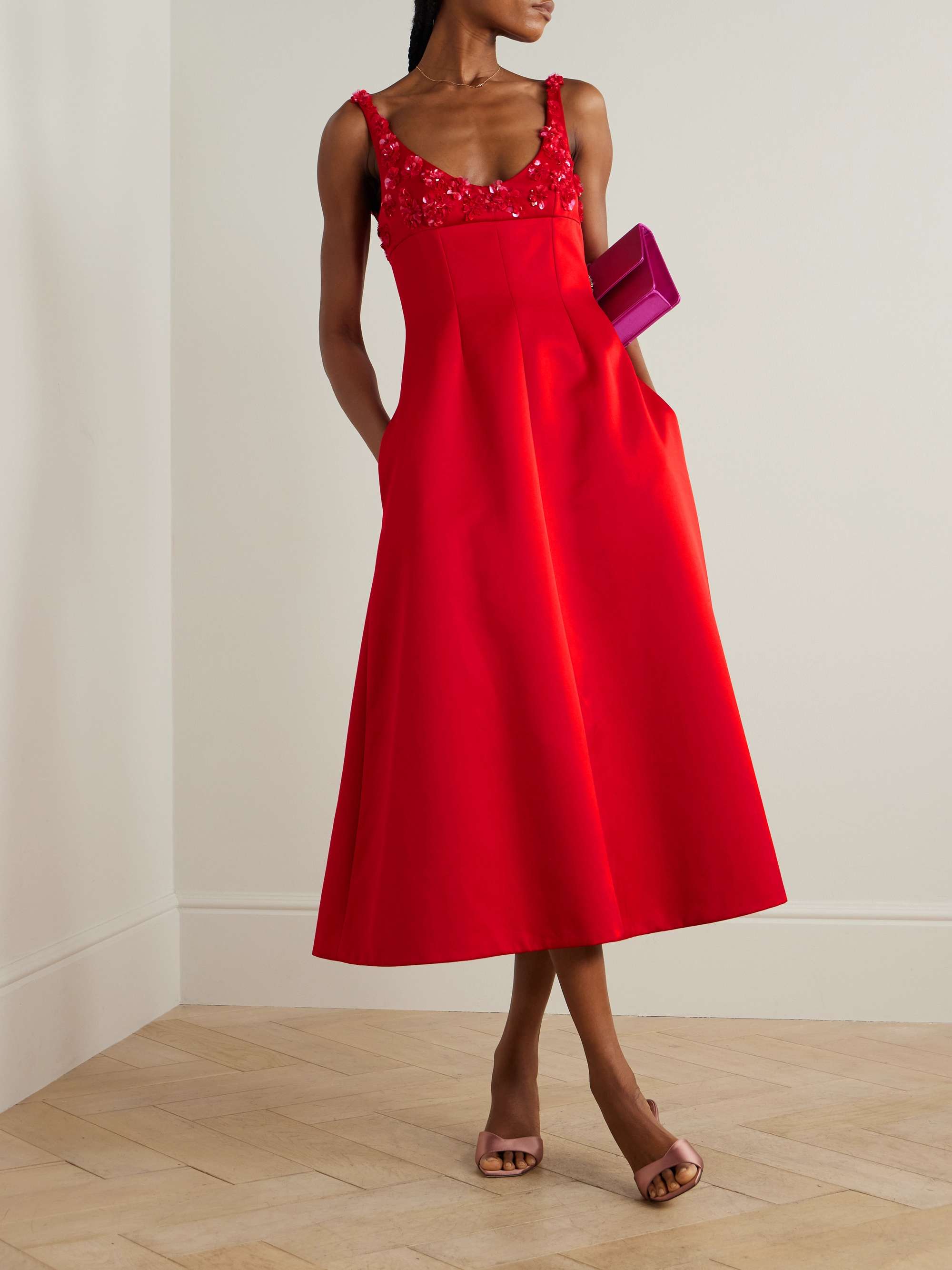 Abella darted embellished satin midi dress view