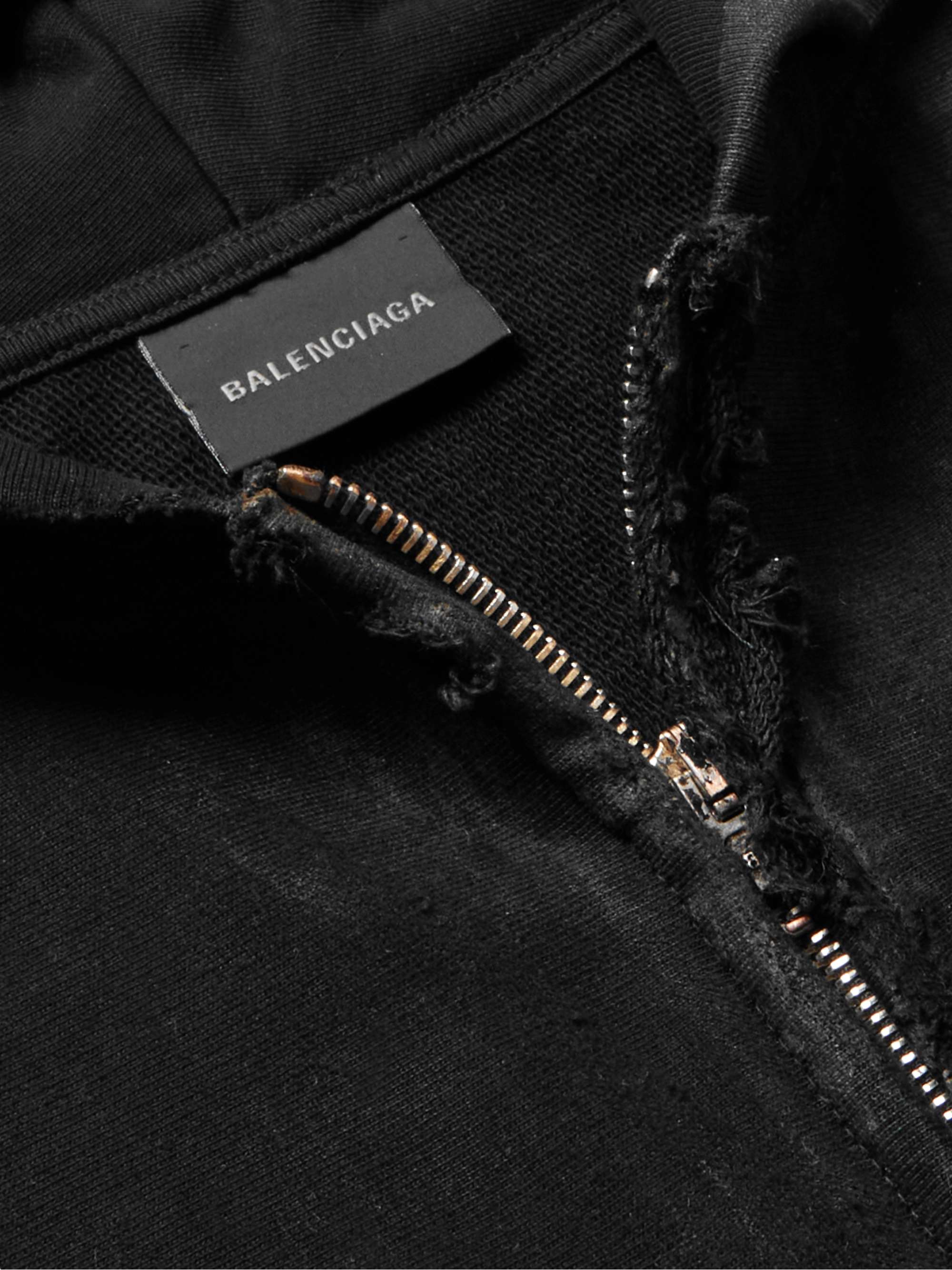 Gaffer Logo-Embroidered Distressed Cotton-Jersey Zip-Up Hoodie view