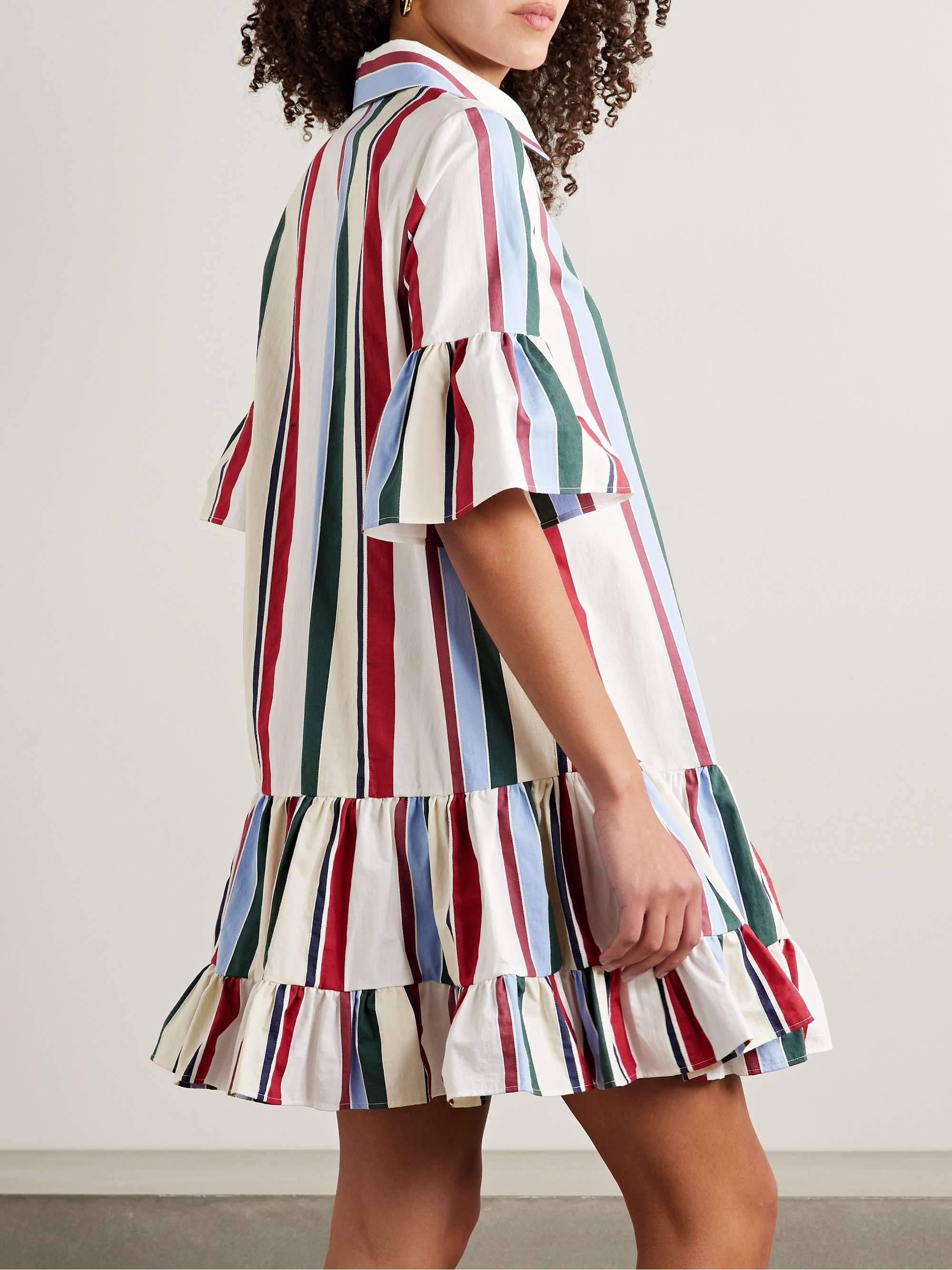 Choux ruffled striped cotton-blend mini dress view