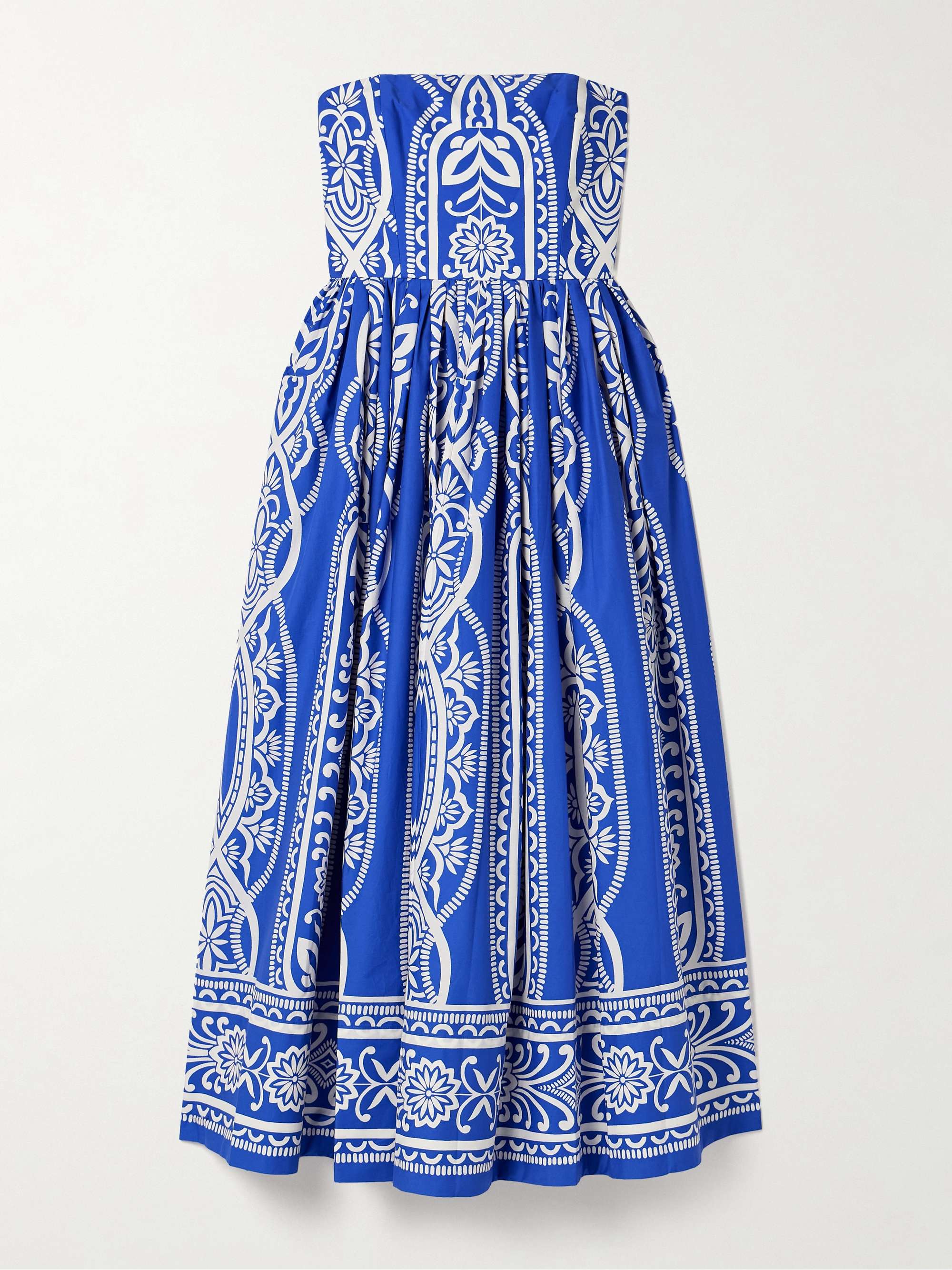 Torres strapless printed cotton-poplin midi dress view