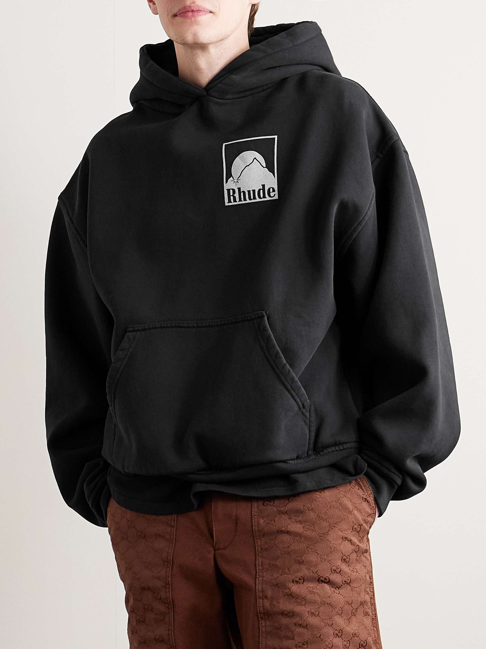 Moonlight Badge Logo-Print Cotton-Jersey Hoodie view