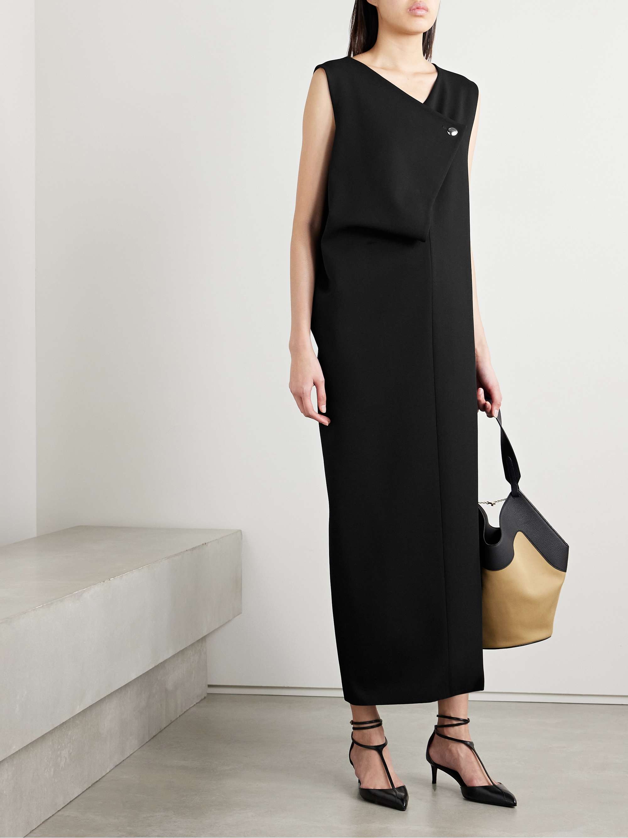 Crispin draped crepe midi dress view