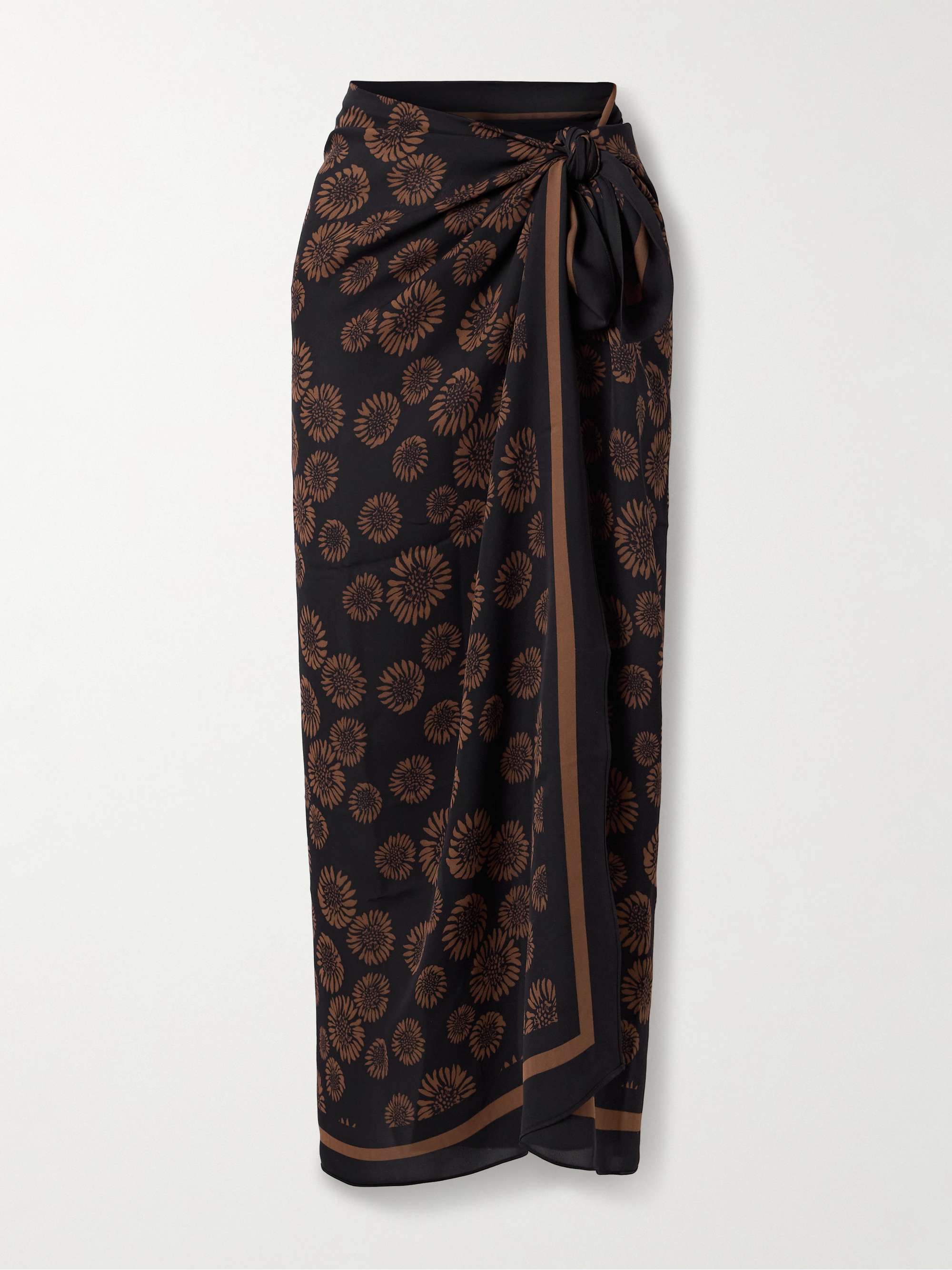 Floral-print silk-georgette pareo view