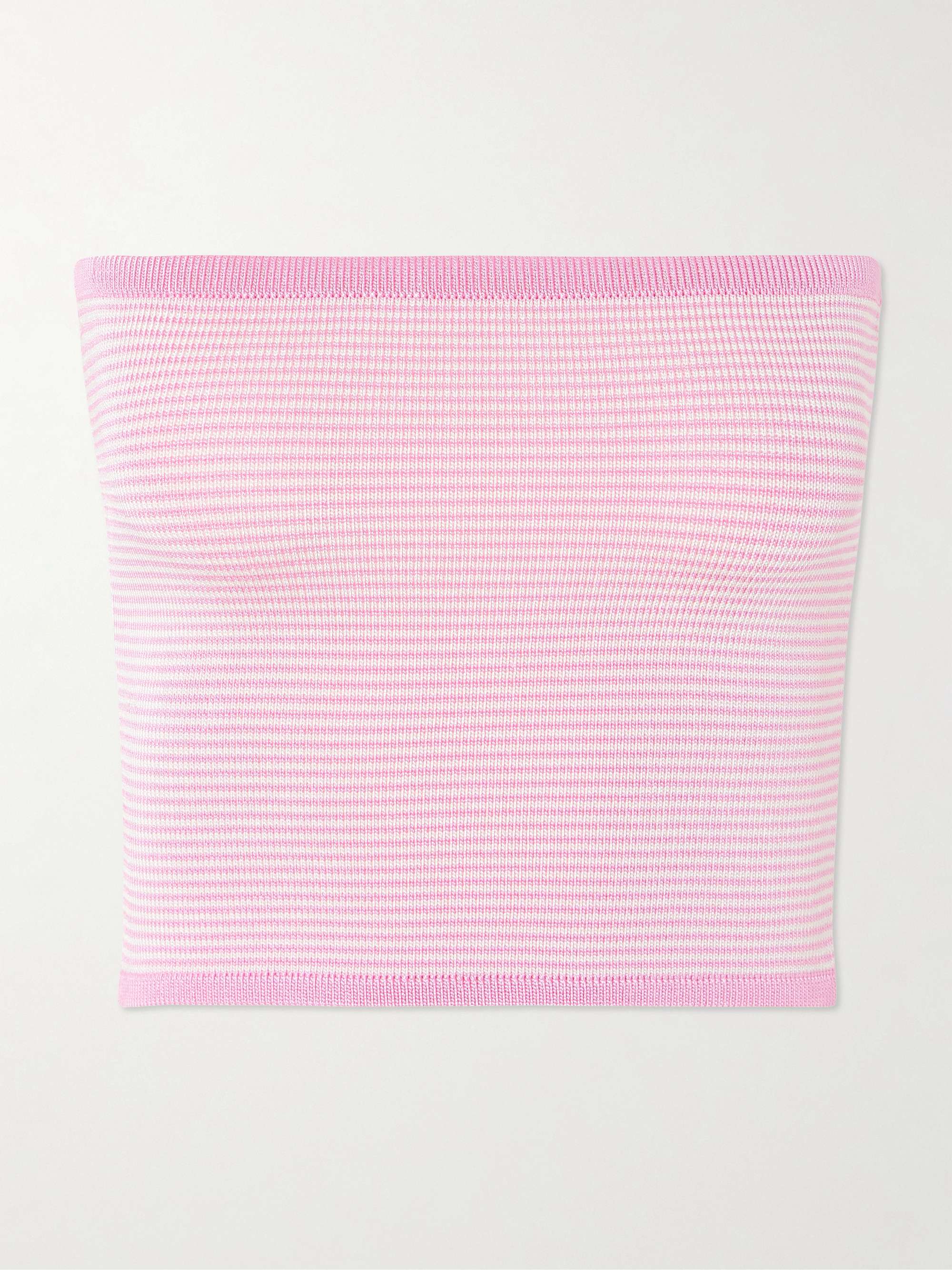 Strapless striped knitted top view