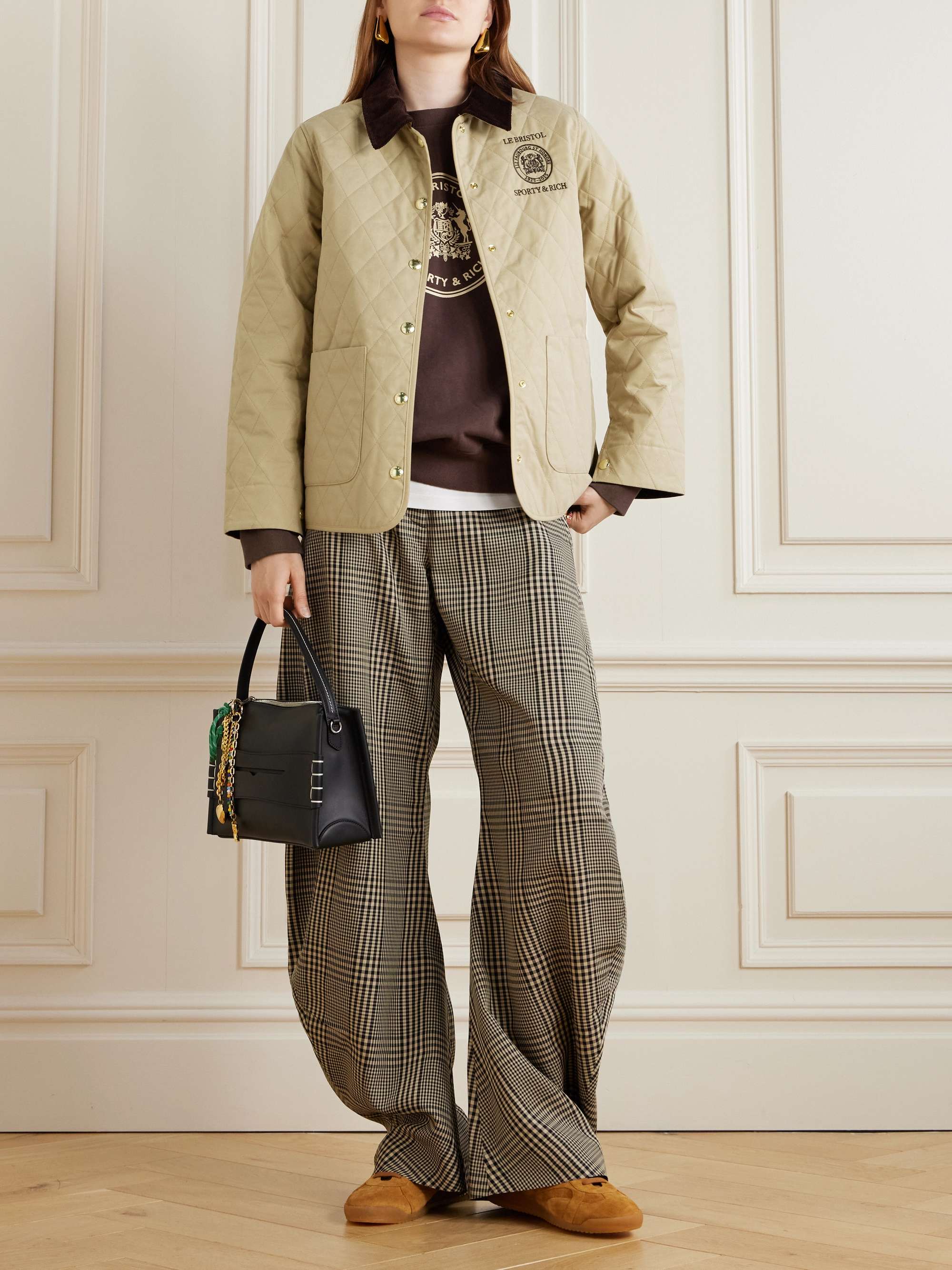 + Le Bristol Paris Crest Seal corduroy-trimmed embroidered quilted cotton-canvas jacket view