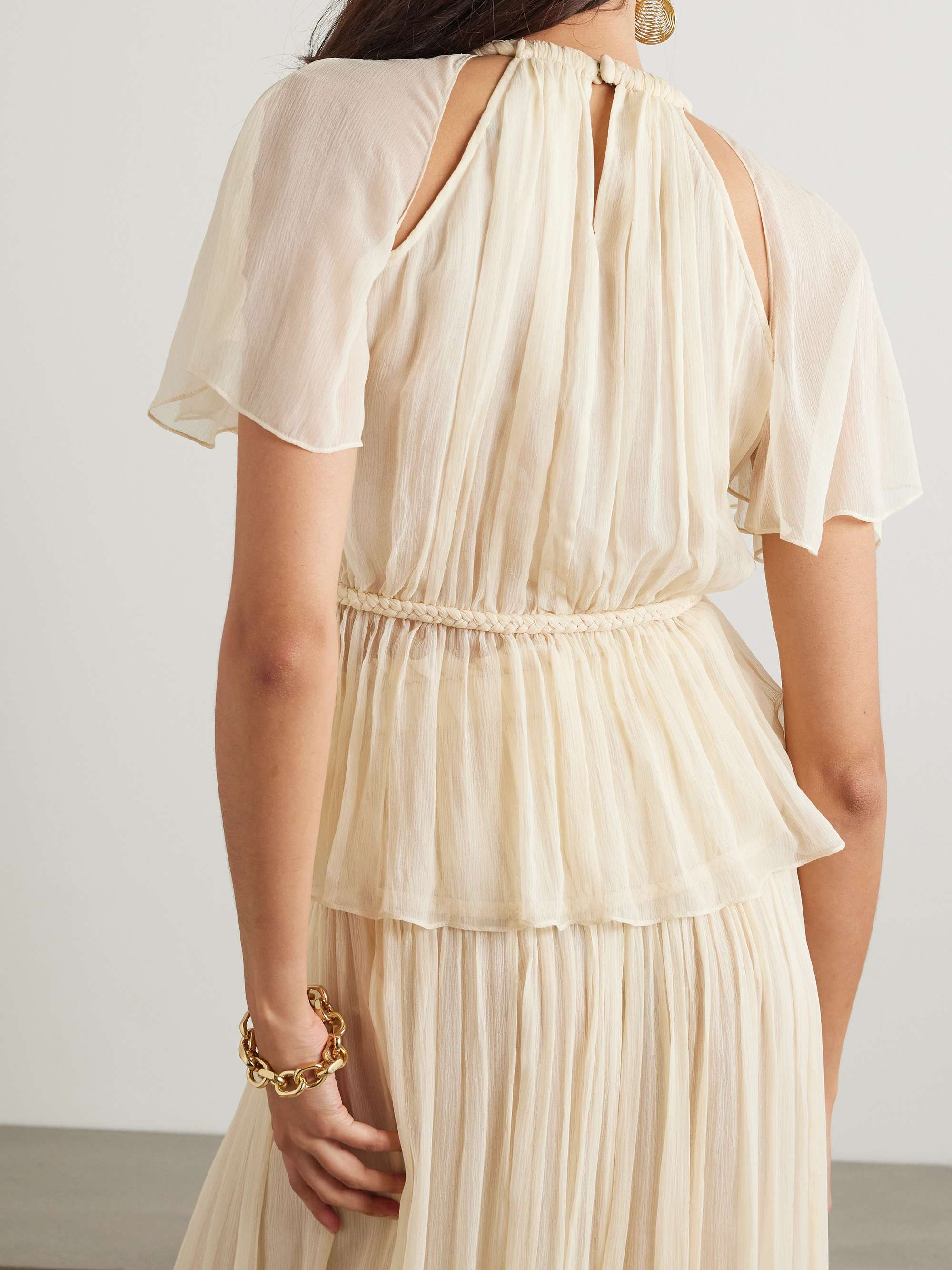 Rosaline embellished braided silk-crepon blouse view