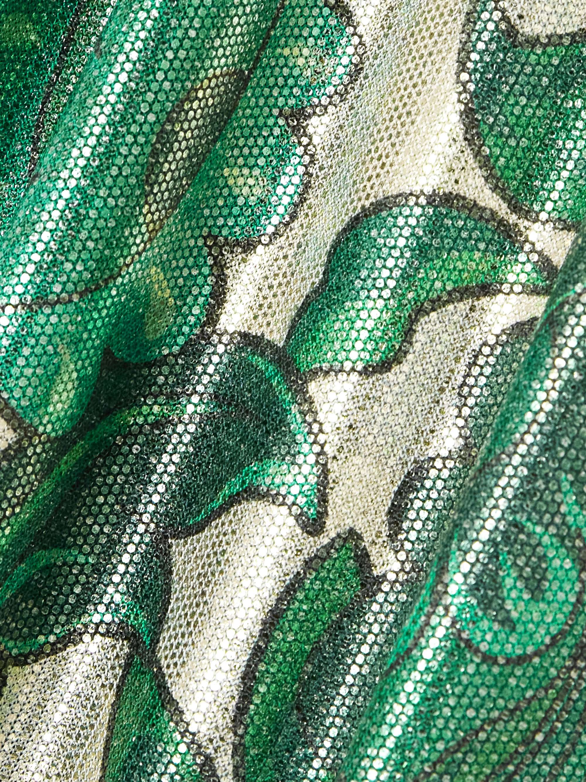 Asymmetric open-back paisley-print sequined jersey dress view