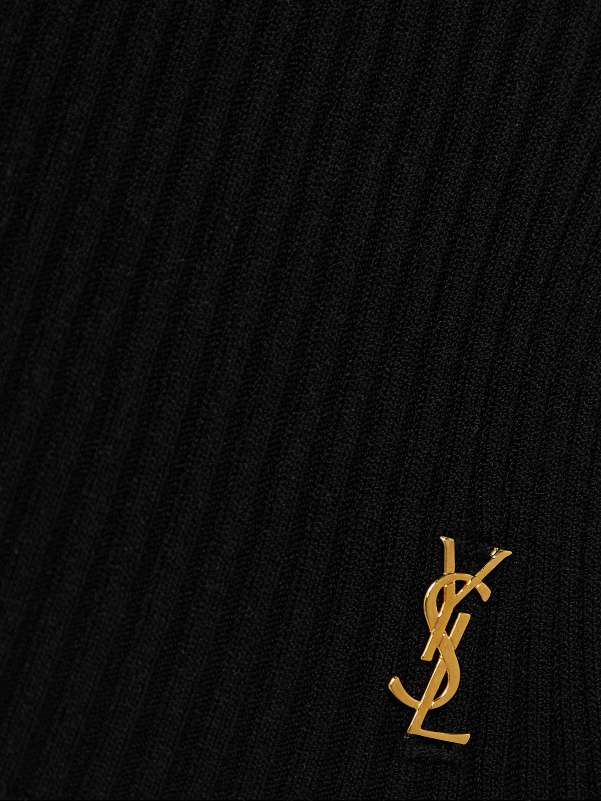 Embellished ribbed-knit polo sweater view