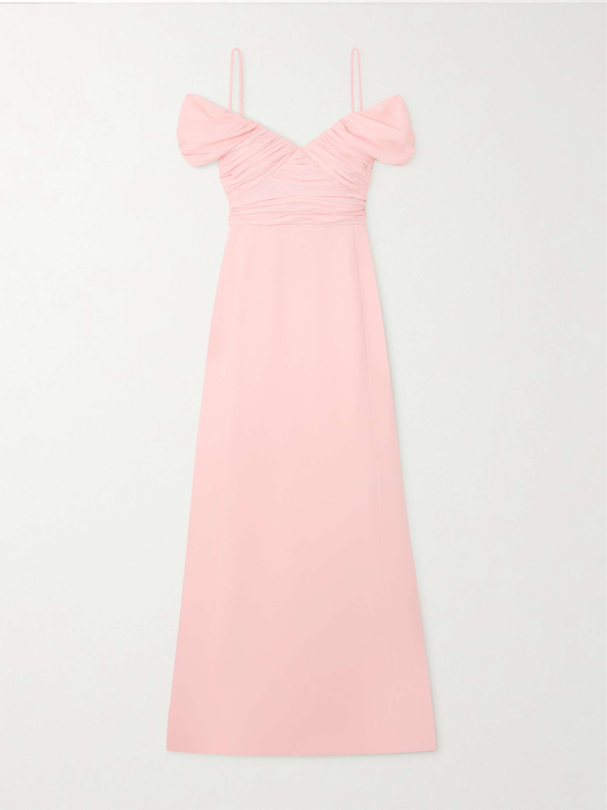 Cold-shoulder gathered crepe gown view