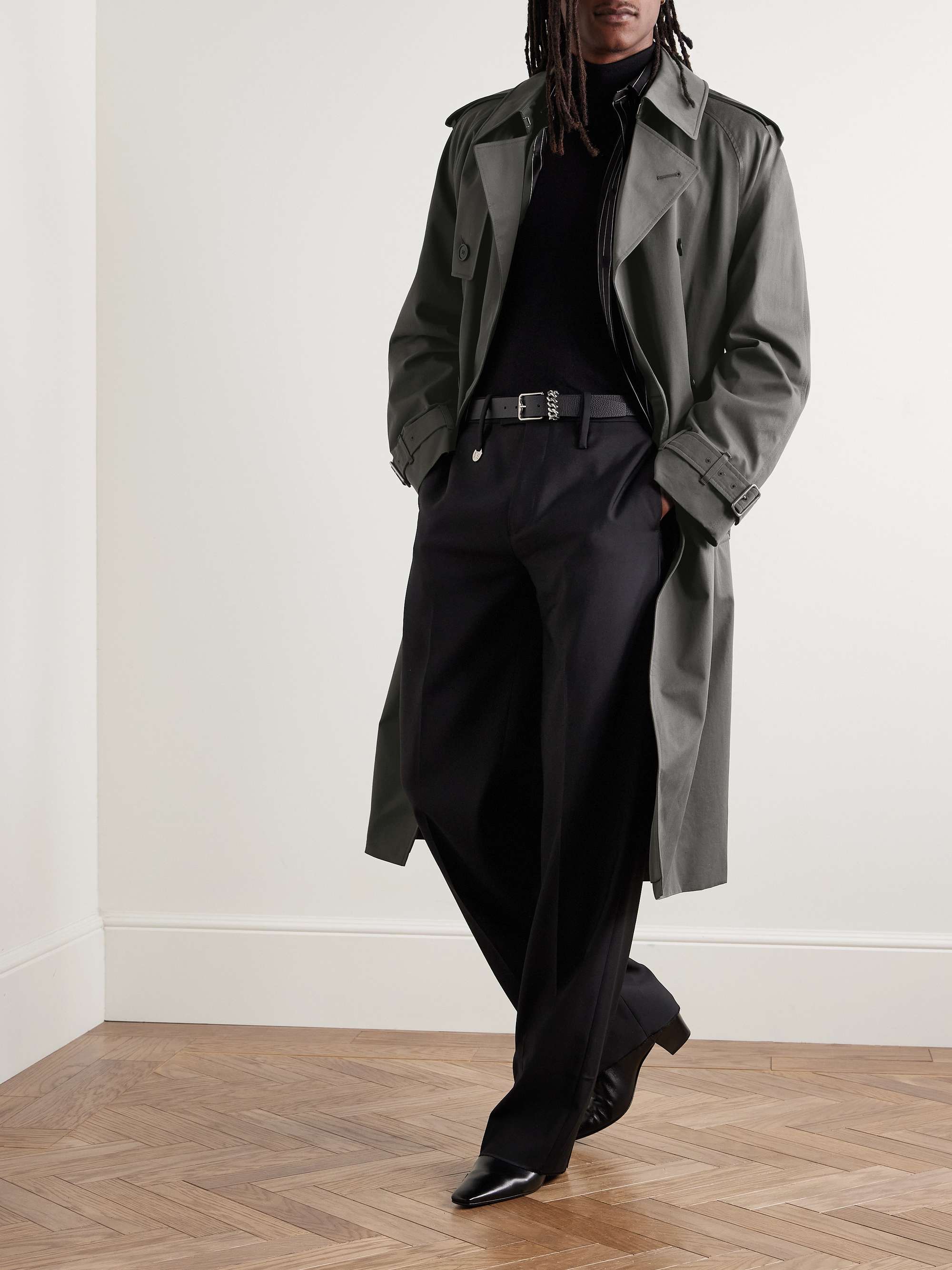 Double-Breasted Belted Cotton-Gabardine Trench Coat view