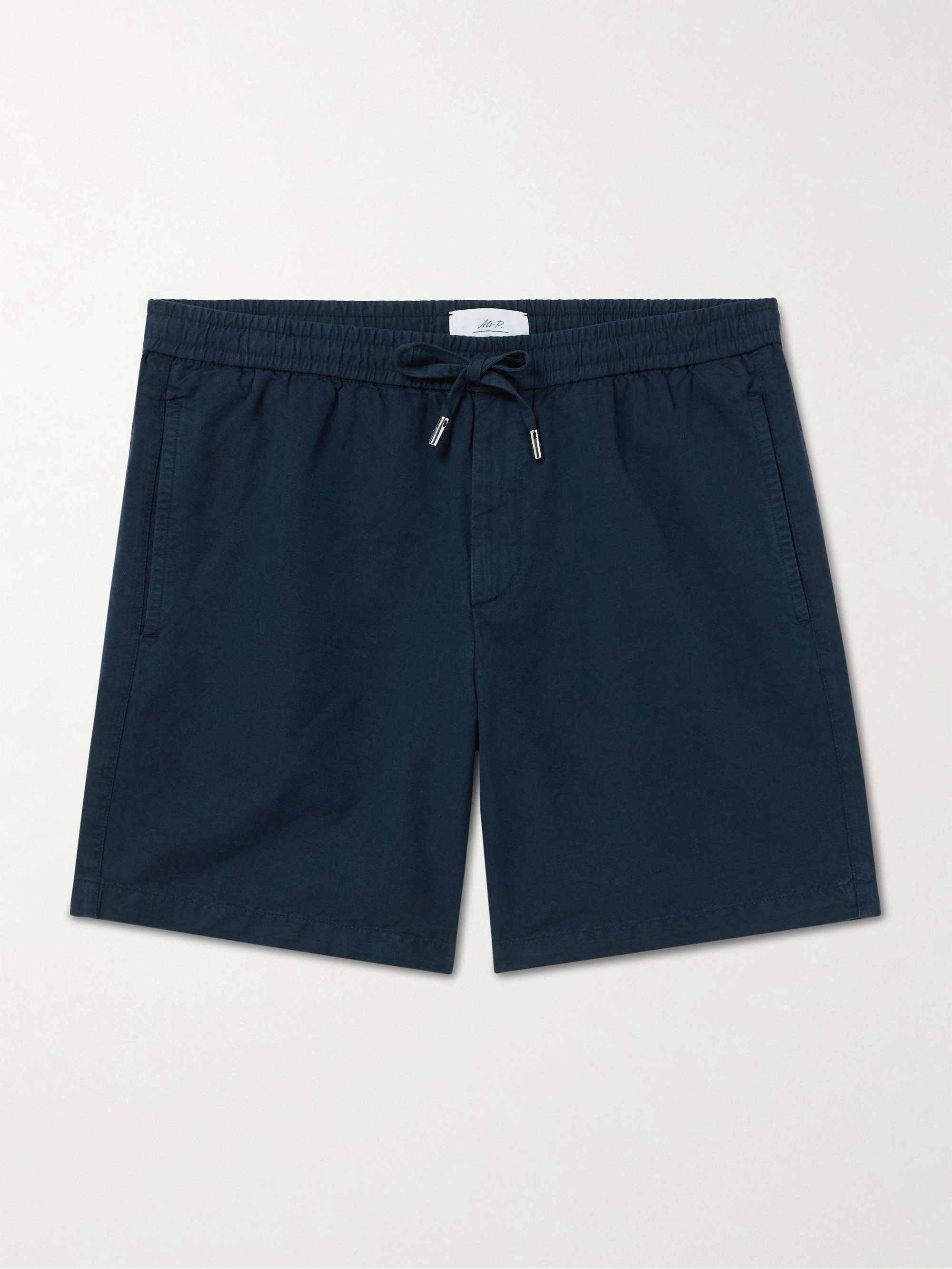 Straight-Leg Cotton and Linen-Blend Drawstring Shorts view