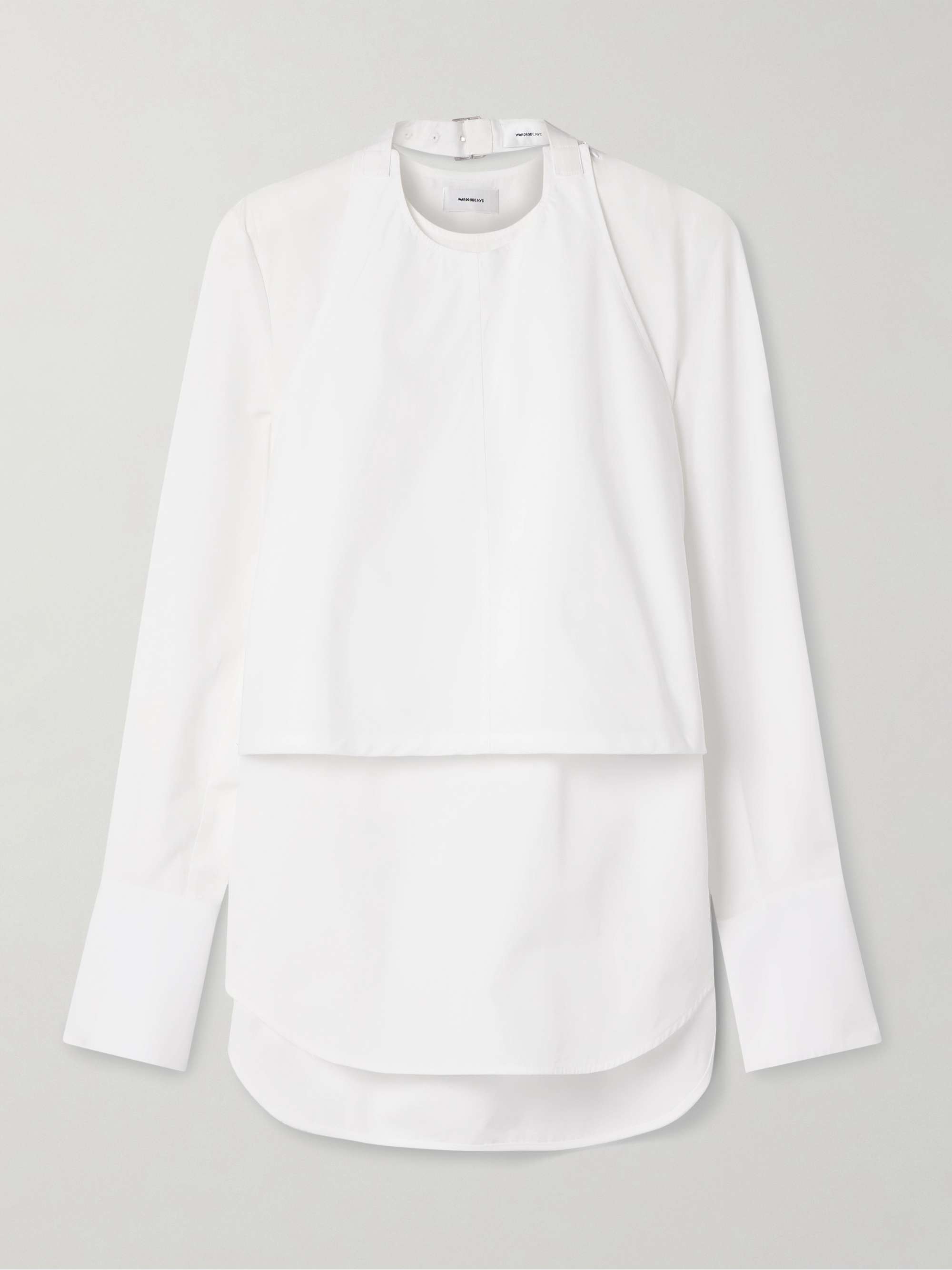 Convertible layered buckled cotton-poplin shirt view