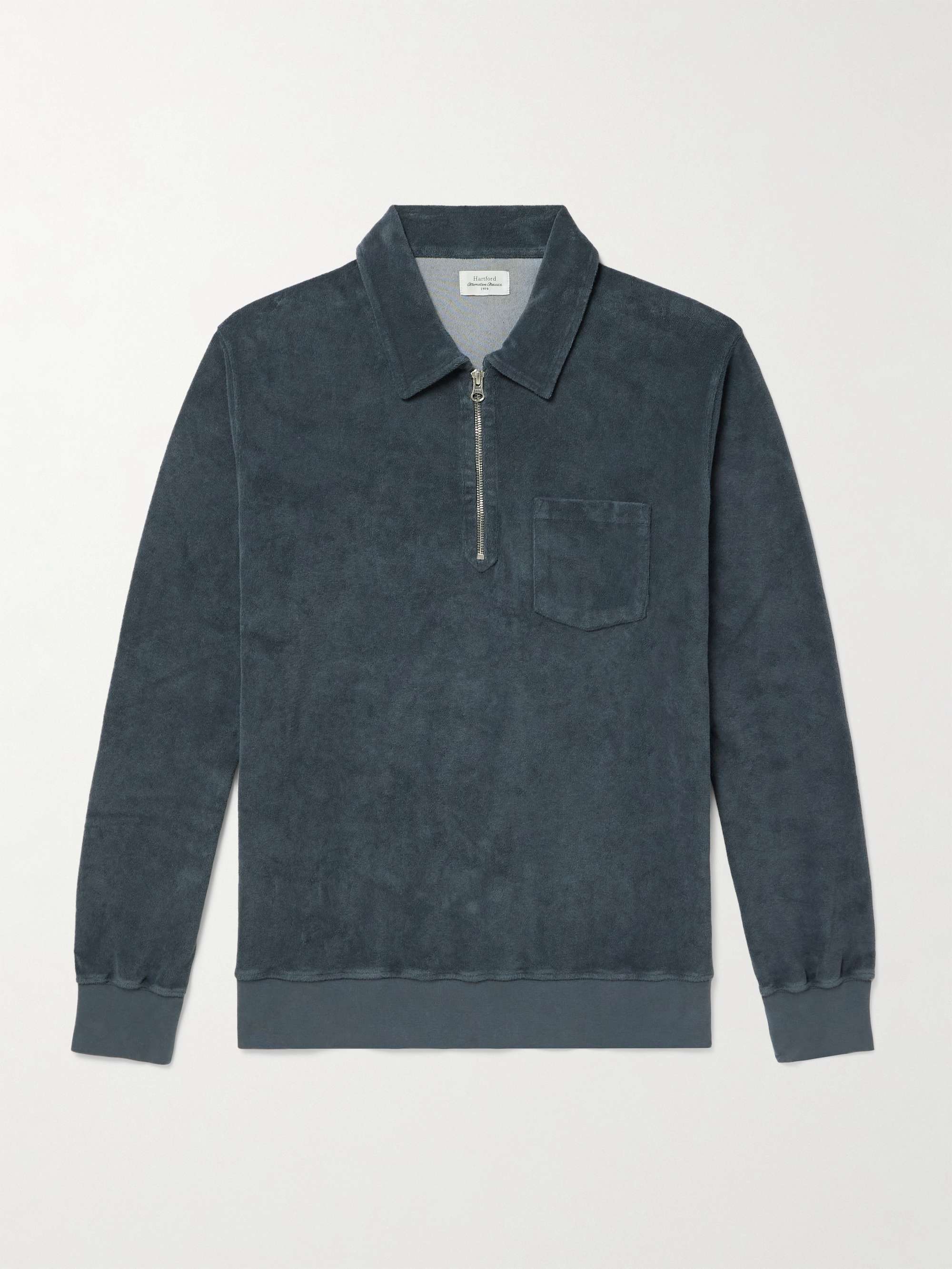 Cotton-Blend Terry Half-Zip Sweatshirt view