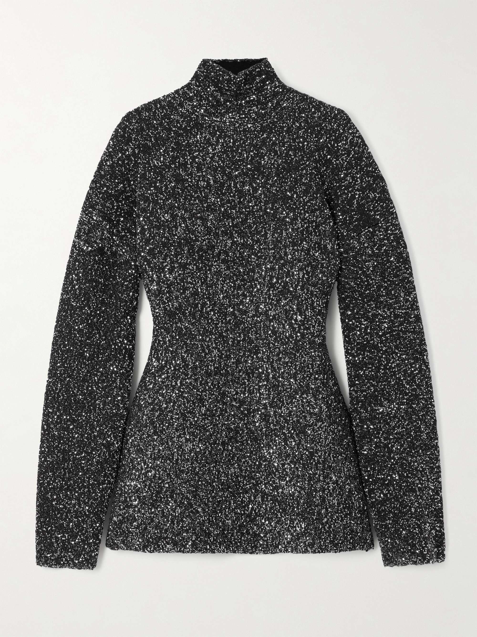 Sequined knitted turtleneck sweater view