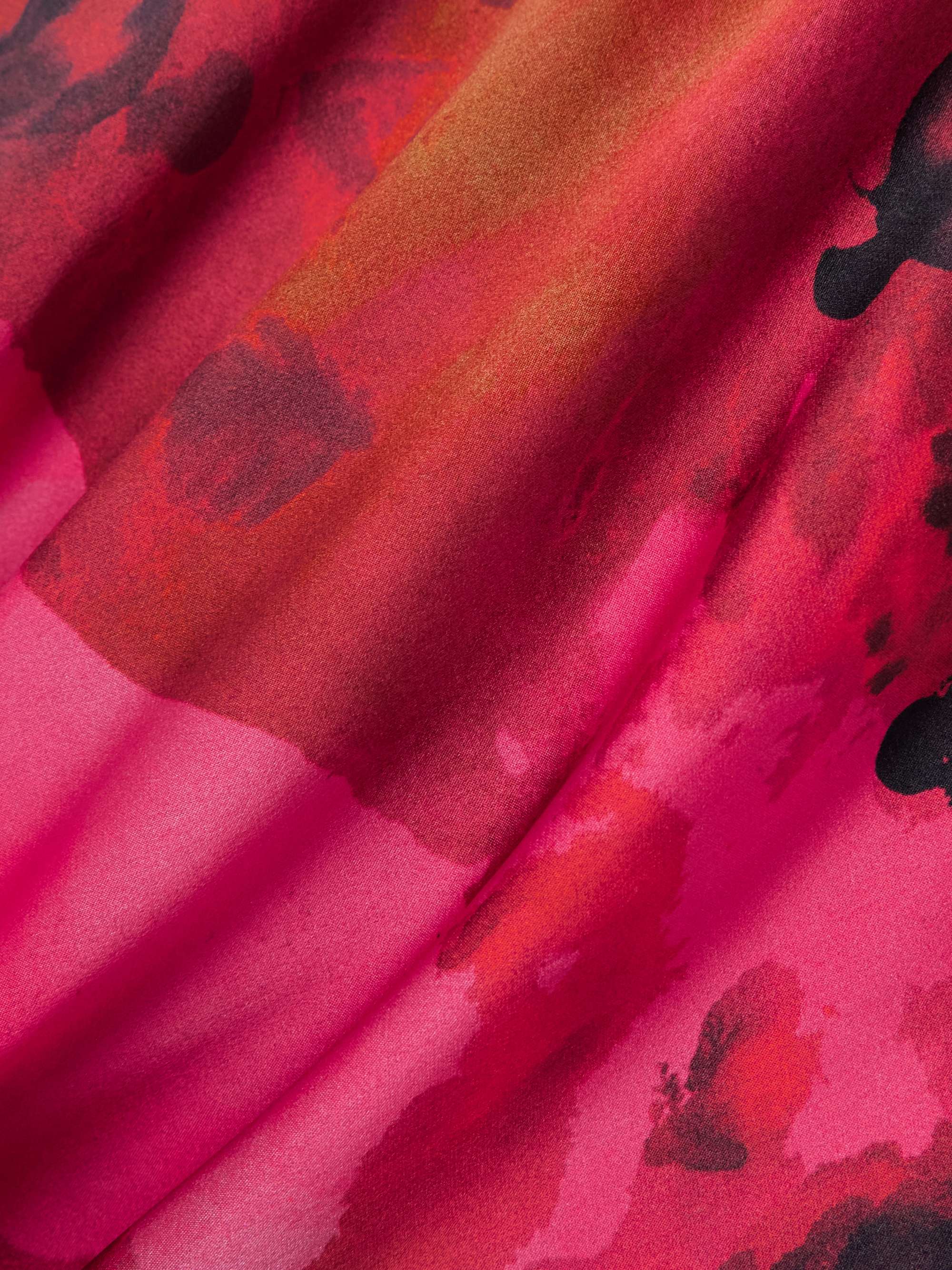 Draped floral-print silk-satin midi dress view