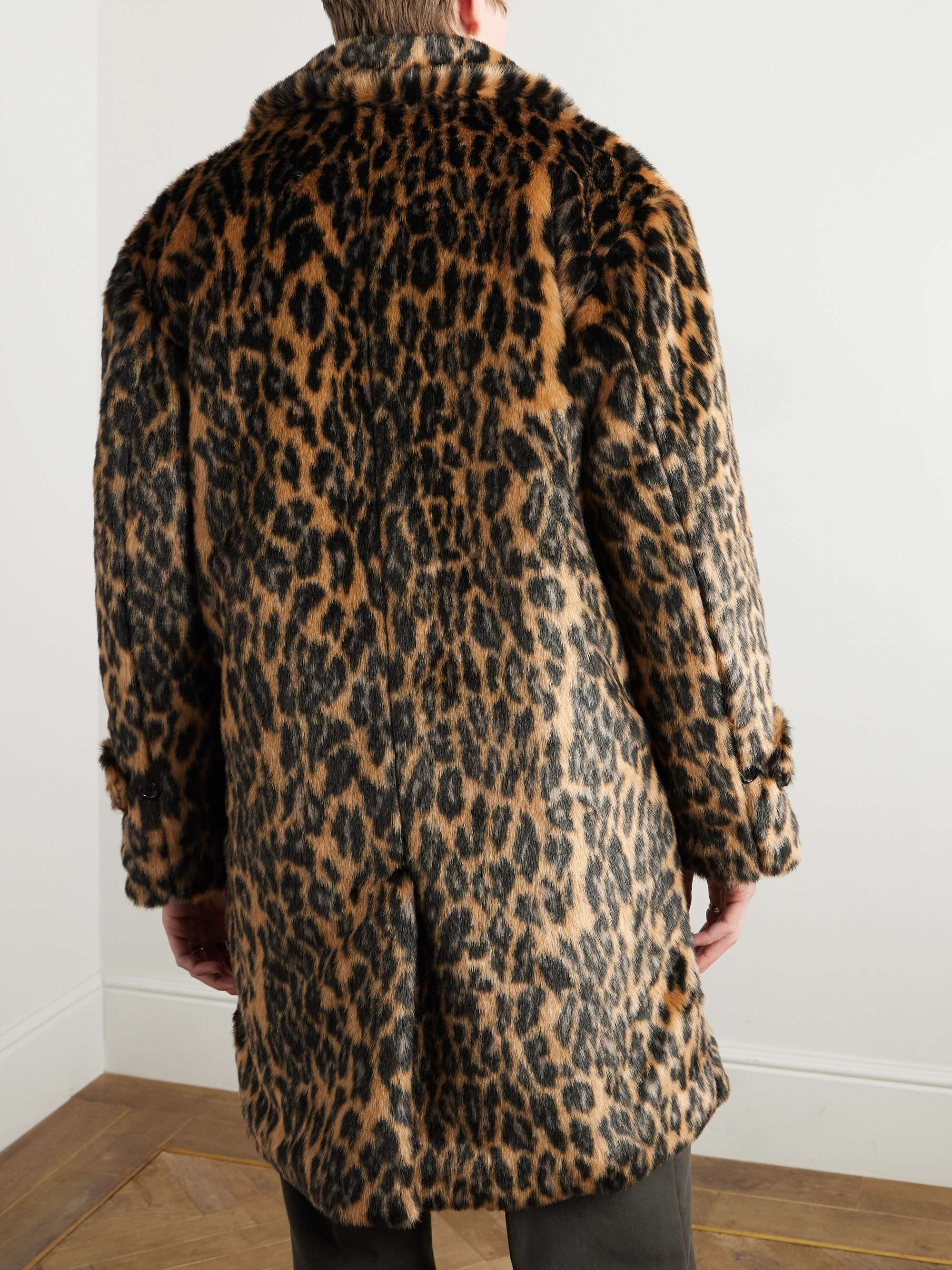 Padded Leopard-Print Plush Coat view