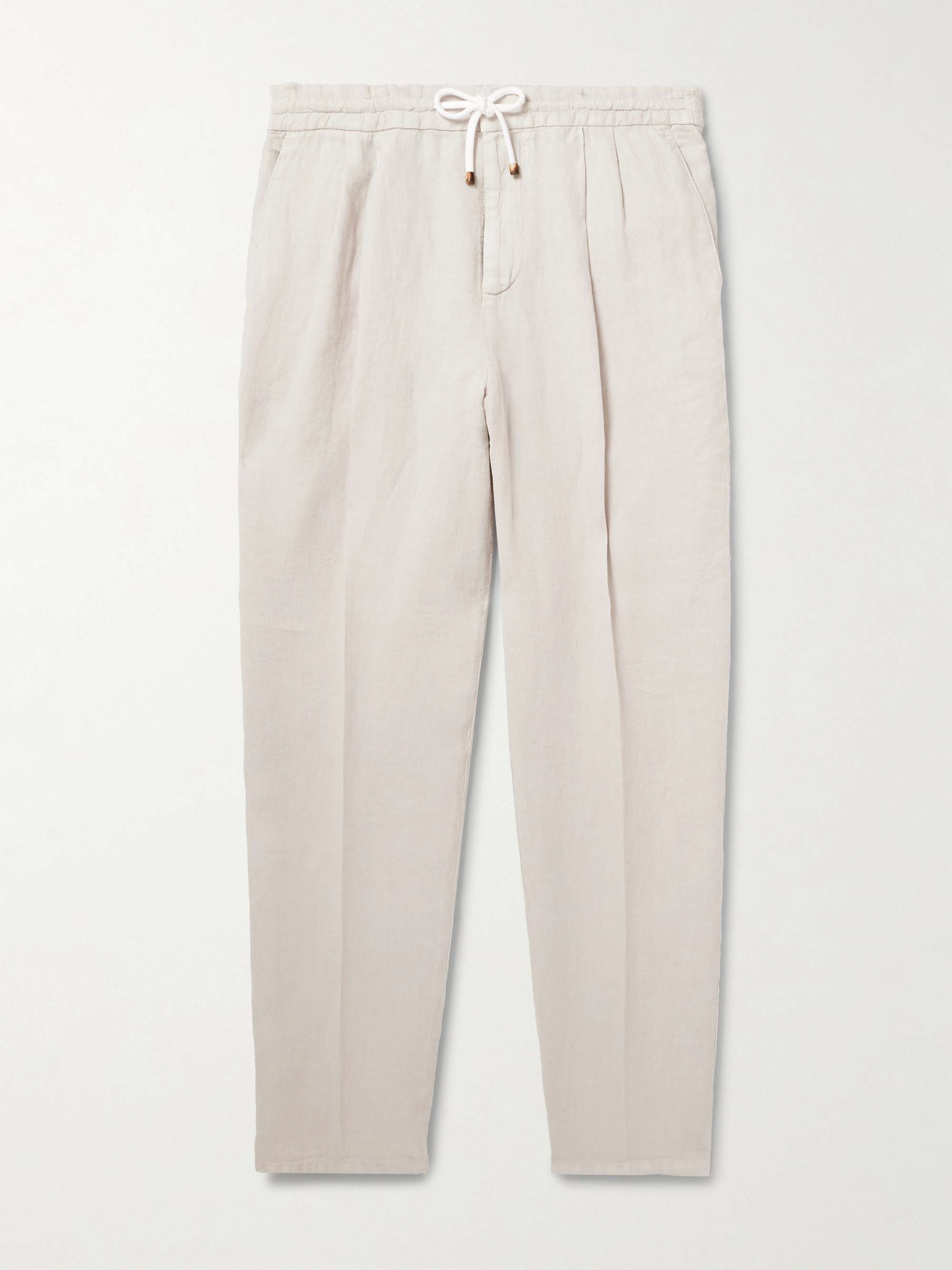 Straight-Leg Linen Drawstring Trousers view