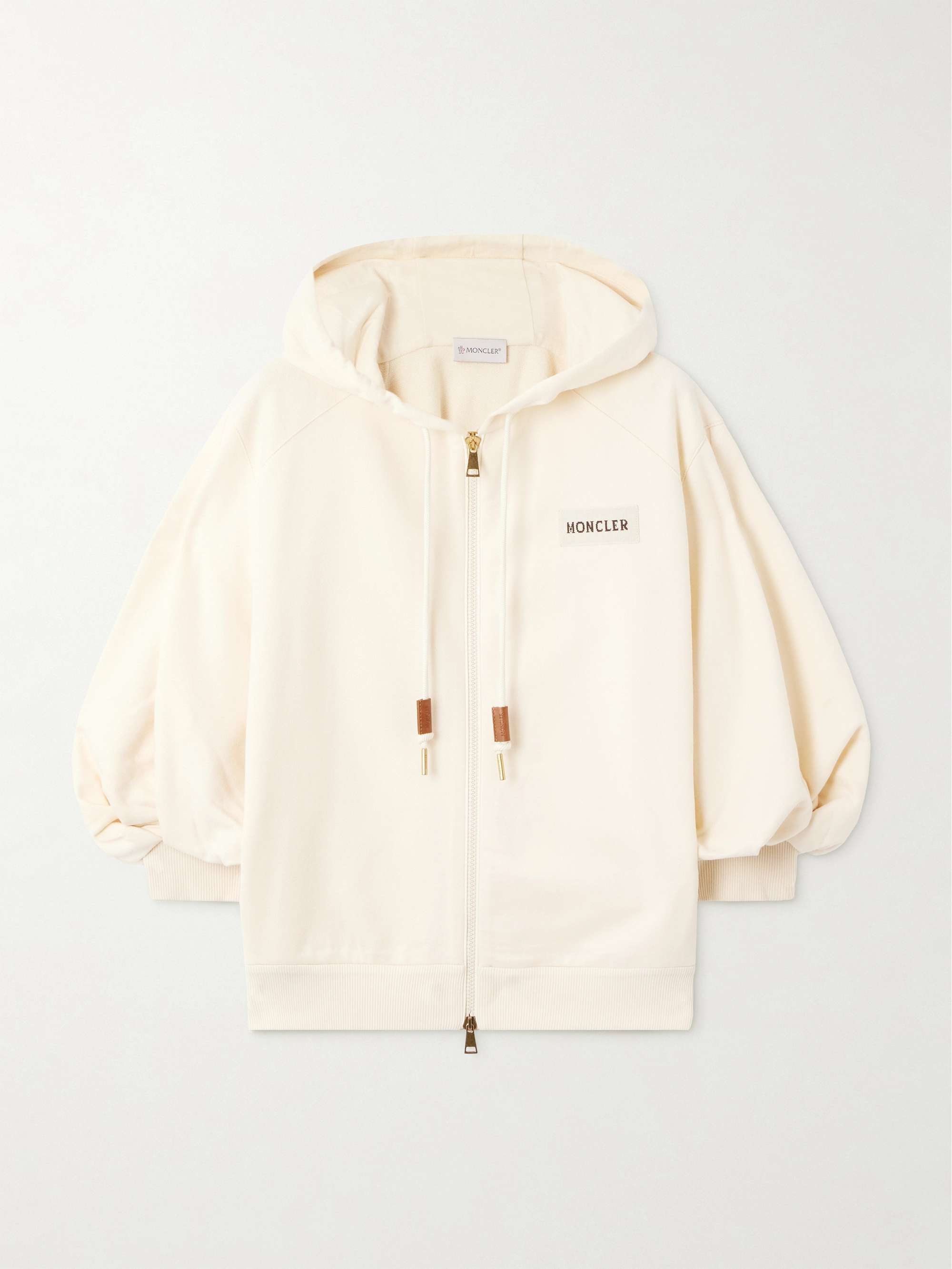 Hooded intarsia-knit cotton-jersey cardigan view