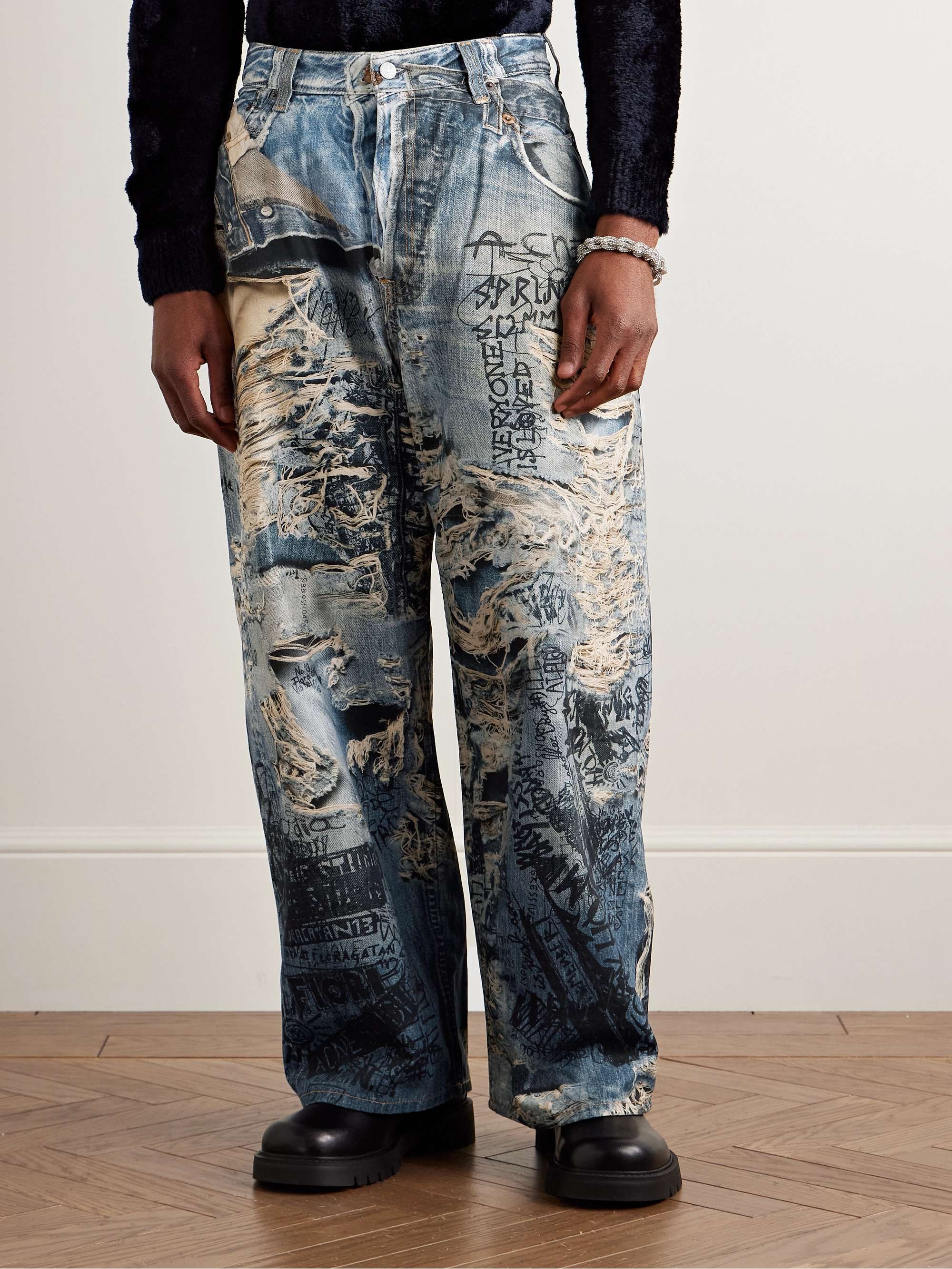 Wide-Leg Printed Jeans view