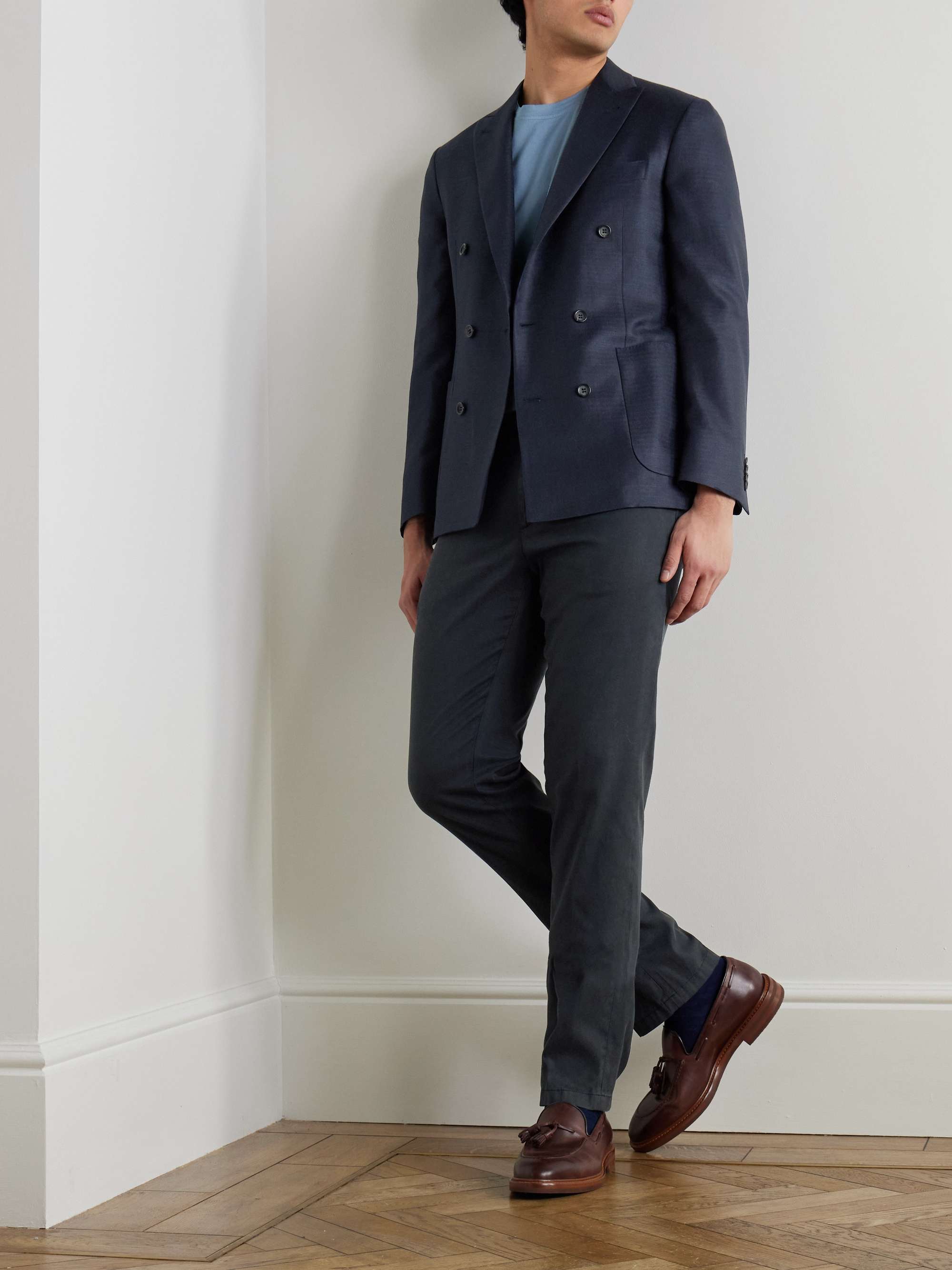 Unstructured Wool, Silk and Linen-Blend Blazer view
