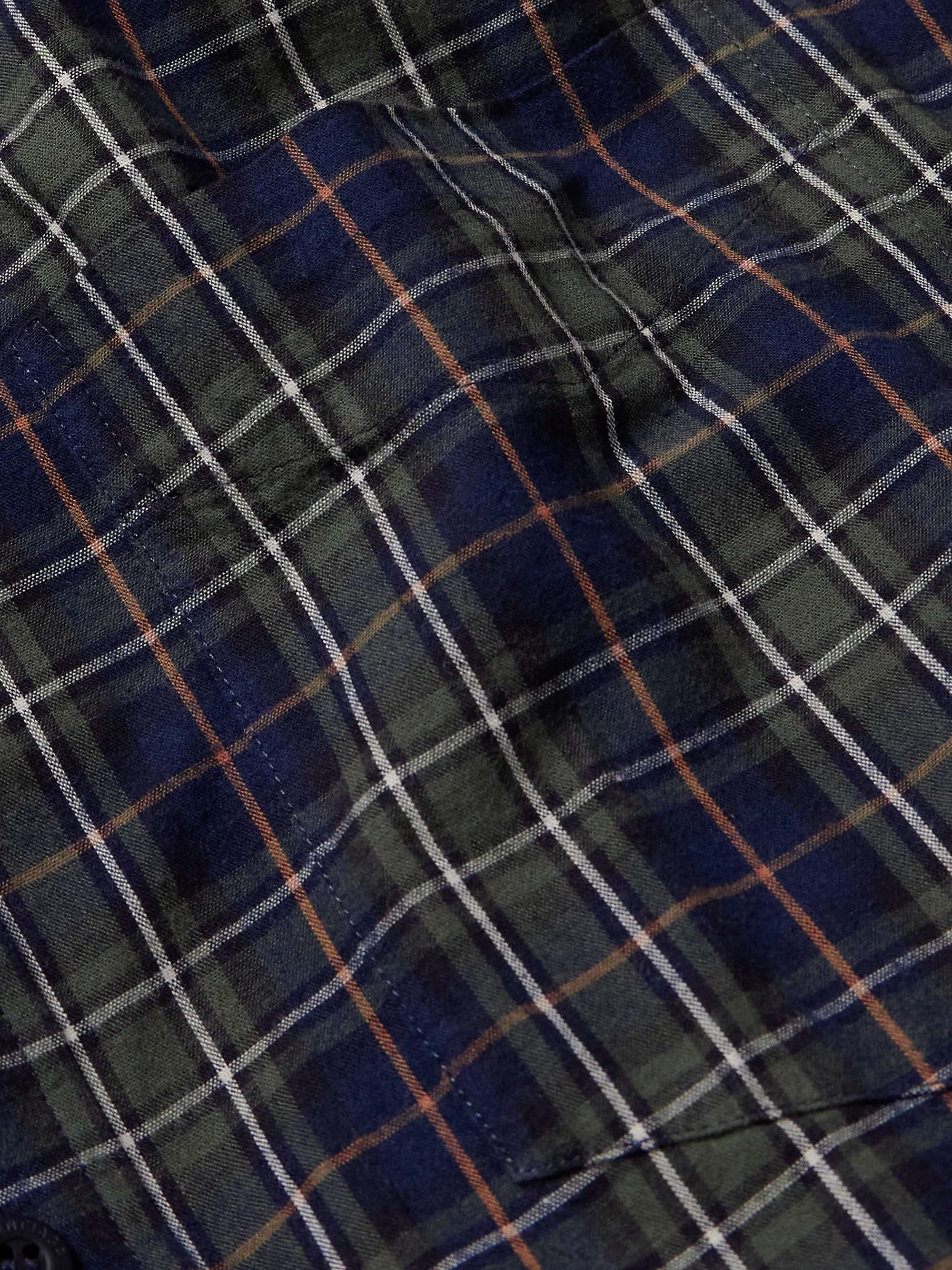 Oversized Button-Down Collar Logo-Print Checked Cotton-Flannel Shirt view