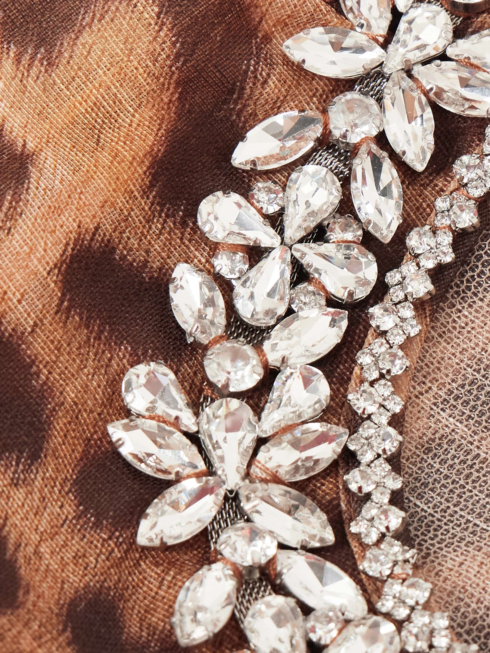 Crush crystal-embellished paneled leopard-print linen and silk-blend mini dress view