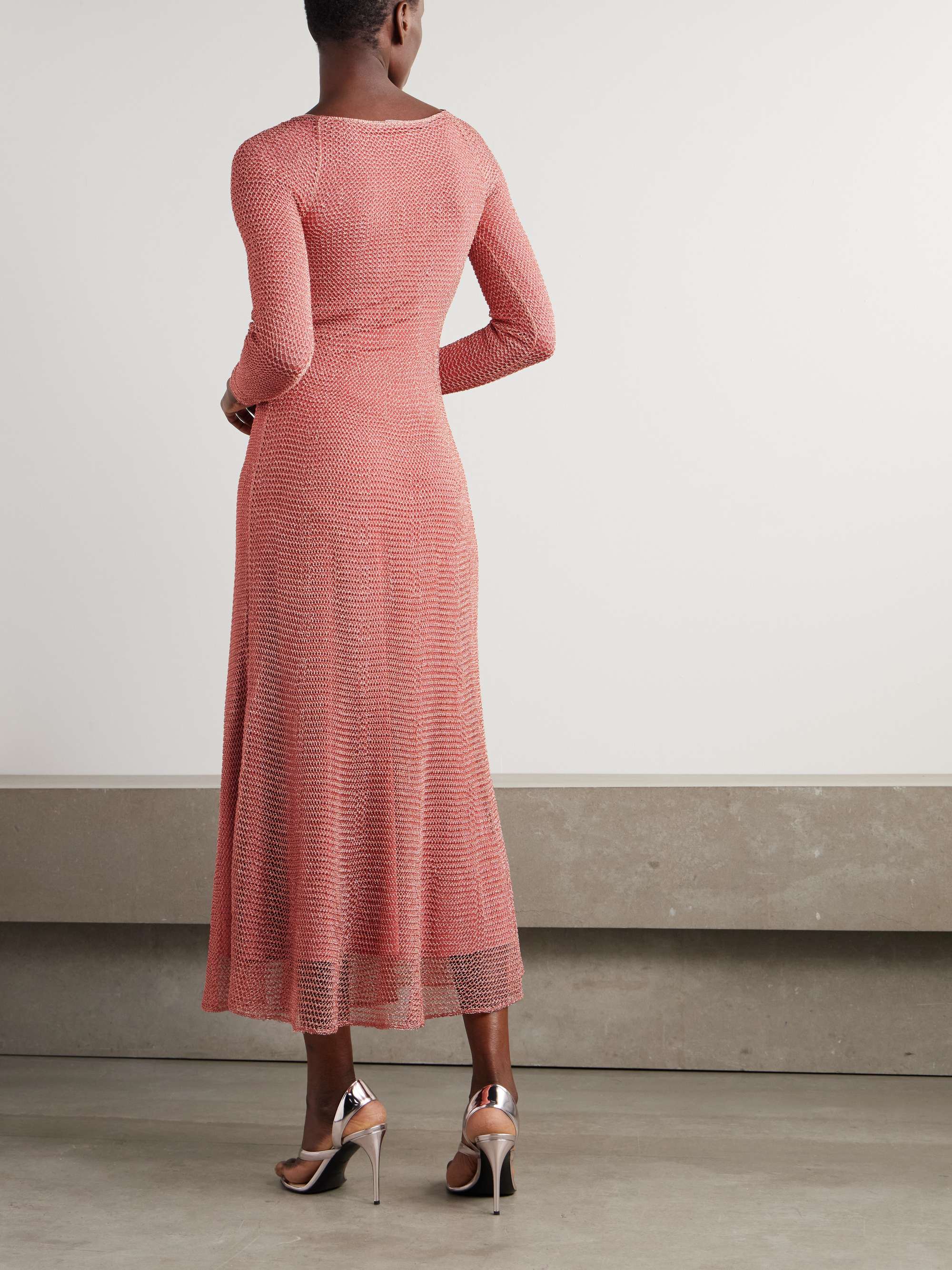 Metallic open-knit midi dress view