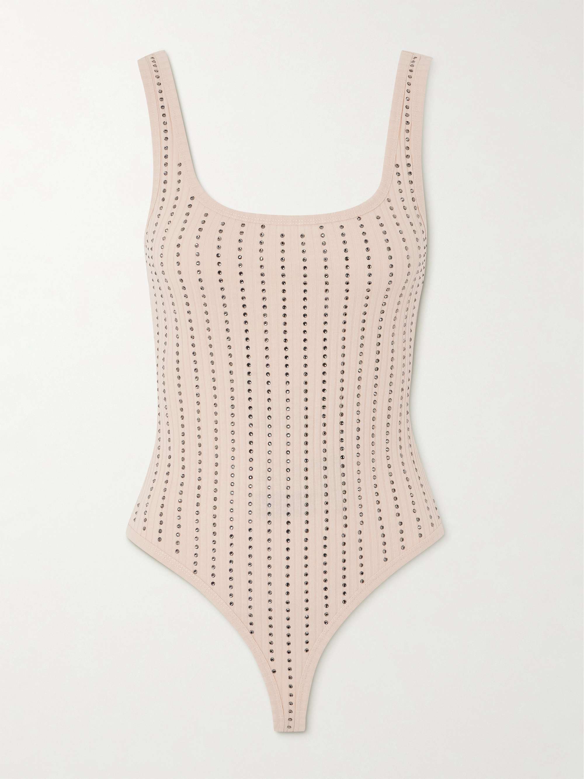 Crystal-embellished ribbed cotton-jersey bodysuit view