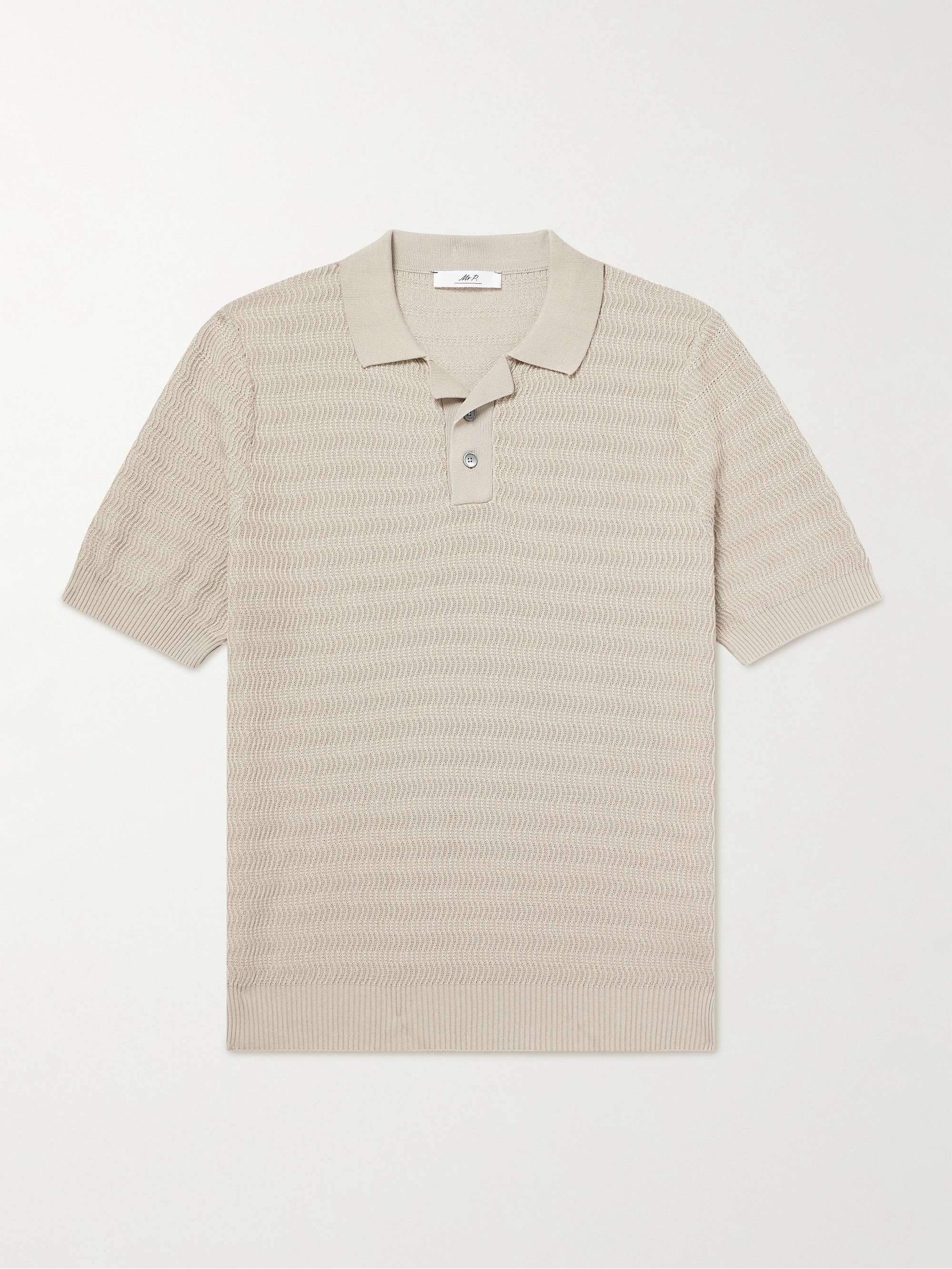 Textured-Cotton Polo Shirt view