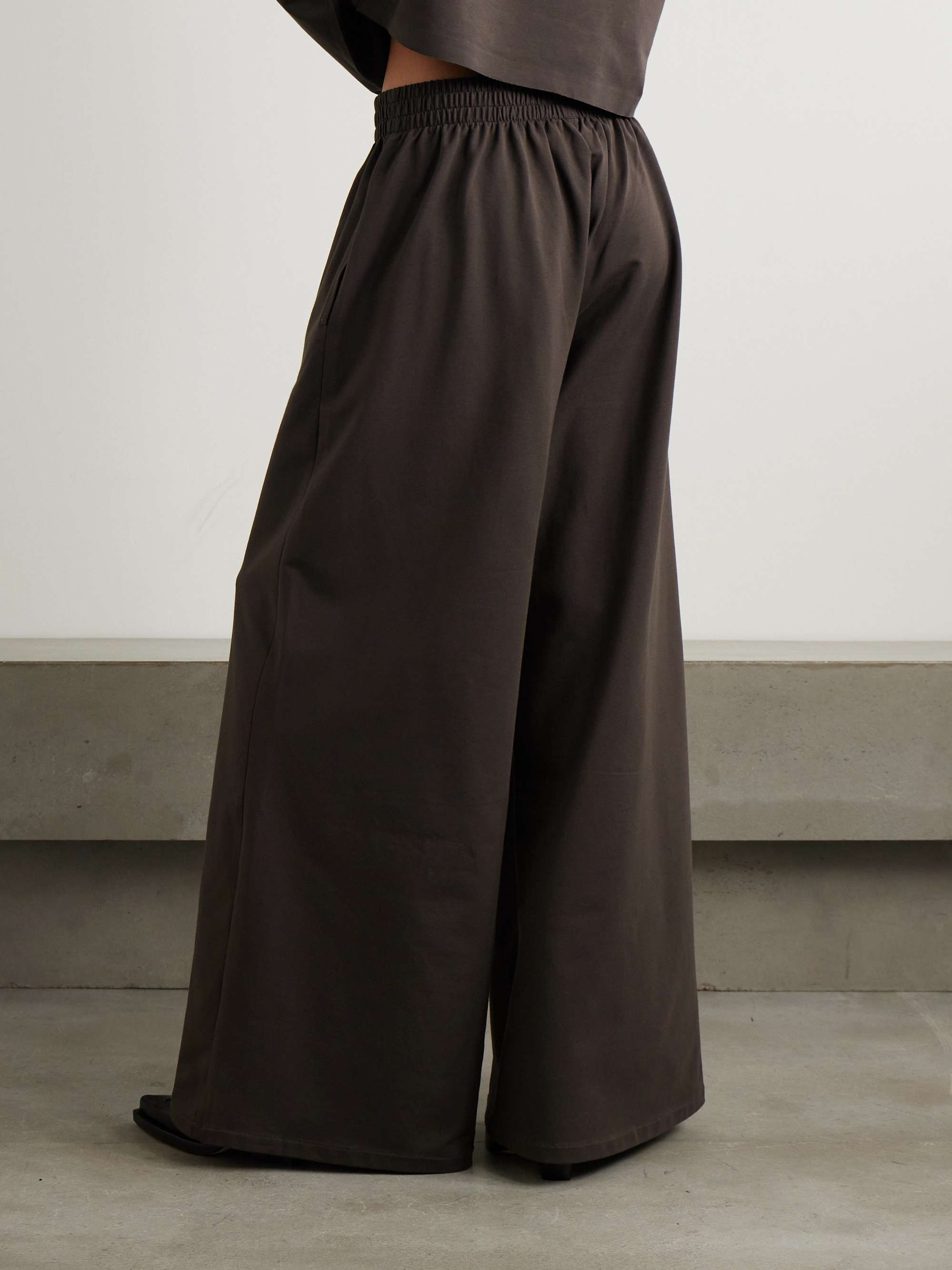 Stretch-cotton jersey wide-leg track pants view