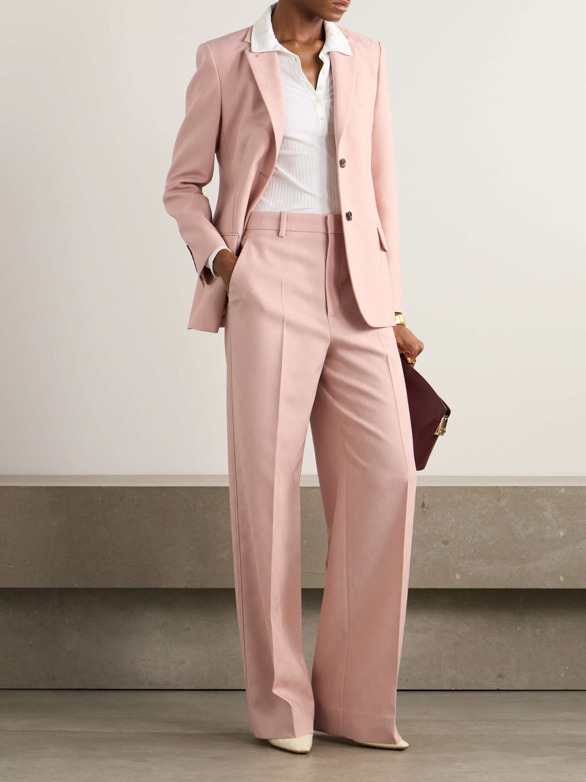 Wool-jacquard straight-leg pants view