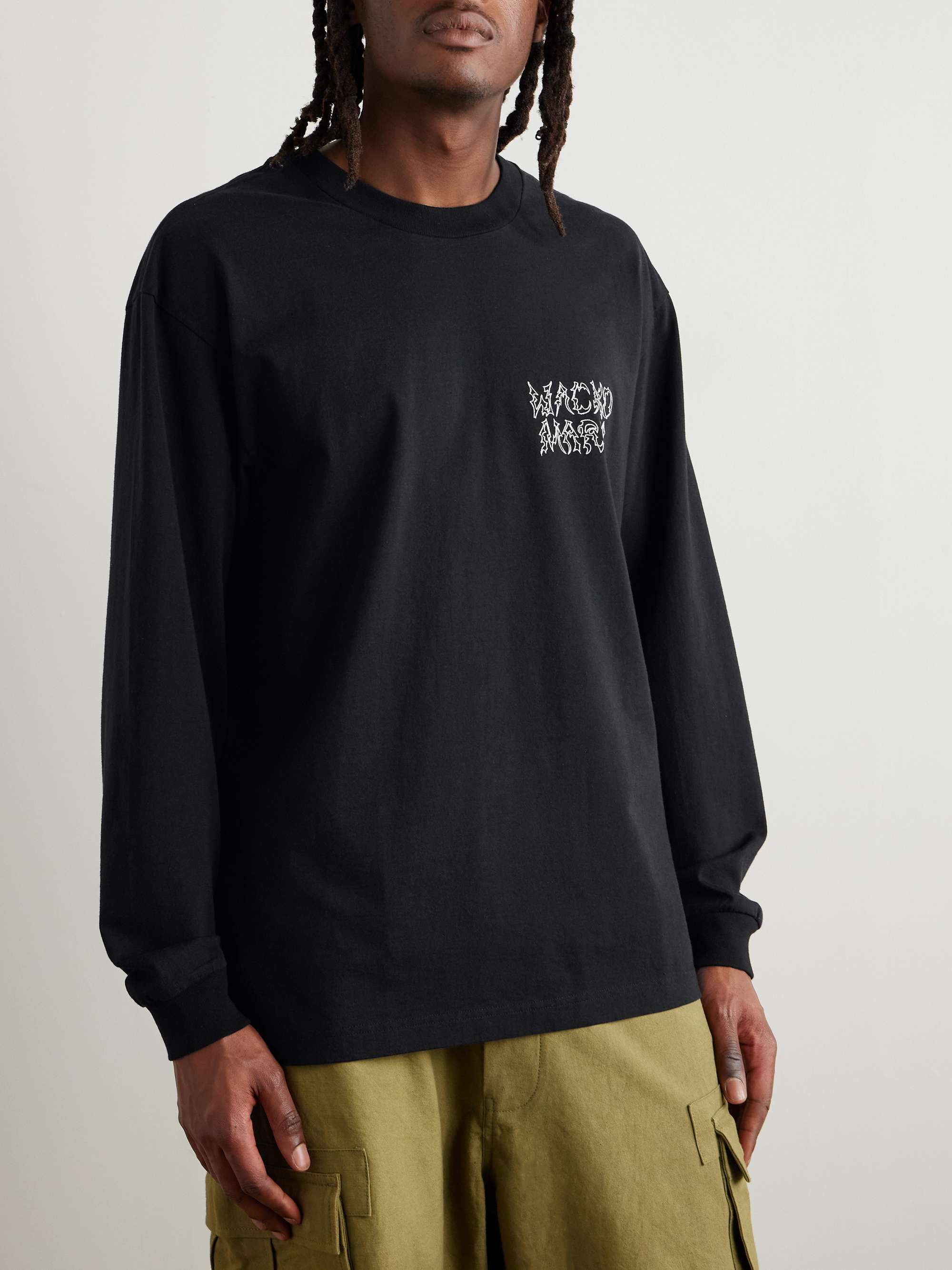 + Neck Face Logo-Embroidered Printed Cotton-Jersey T-Shirt view