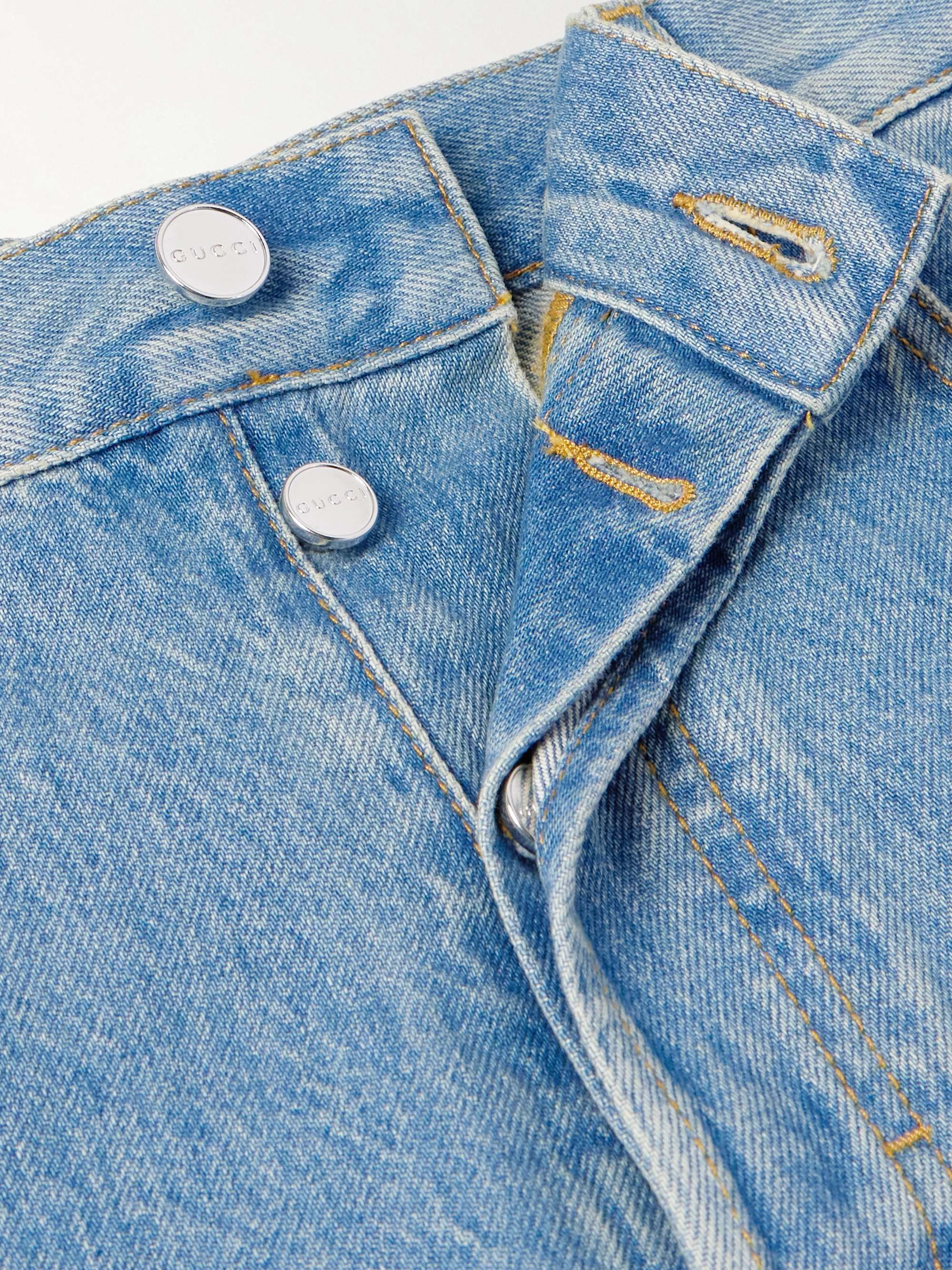 Tapered Logo-Print Jeans view