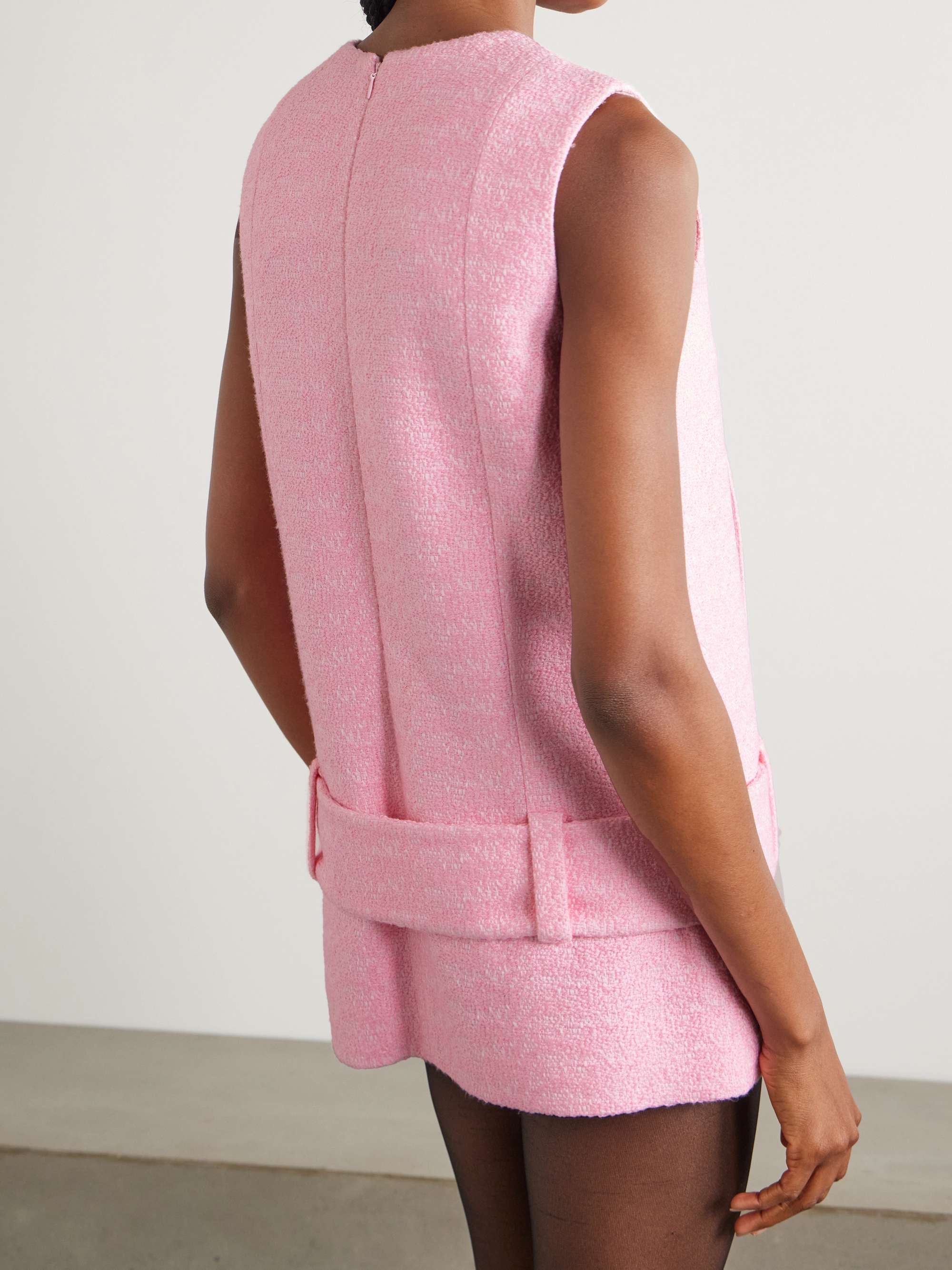 Belted cotton-blend bouclé-tweed mini dress view
