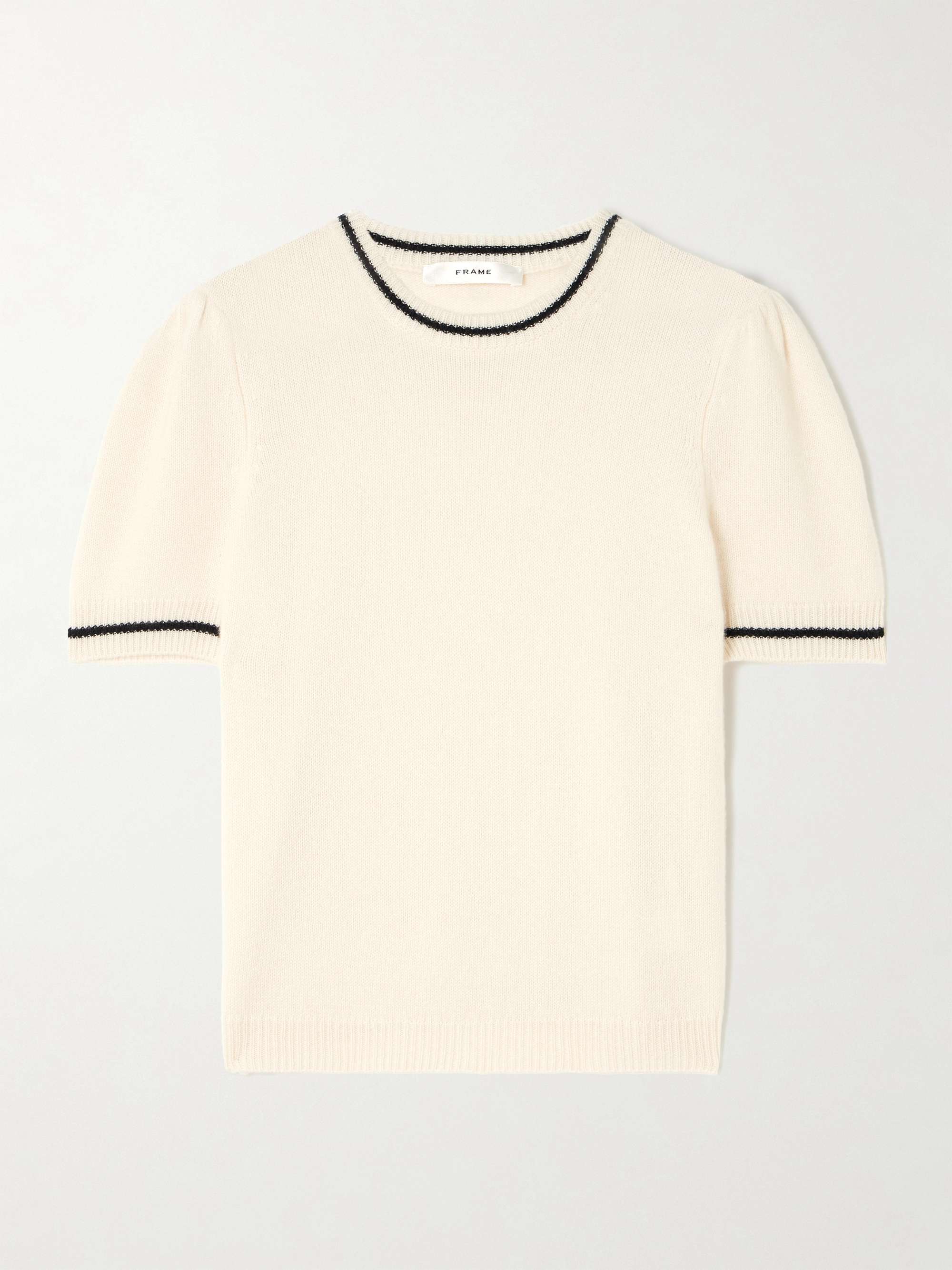 Gathered striped cashmere sweater view