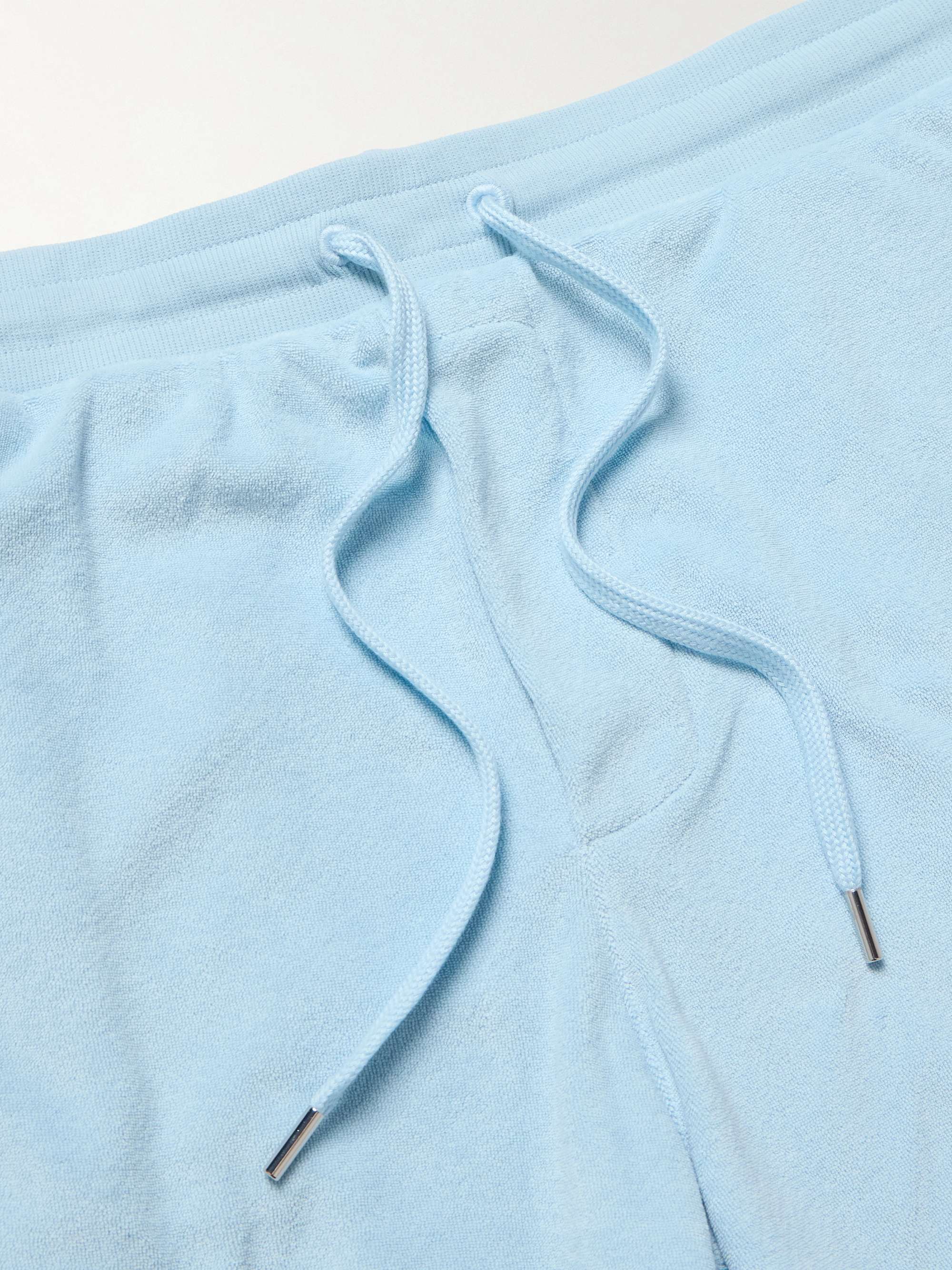 Striped Grosgrain-Trimmed Cotton-Blend Terry Shorts view