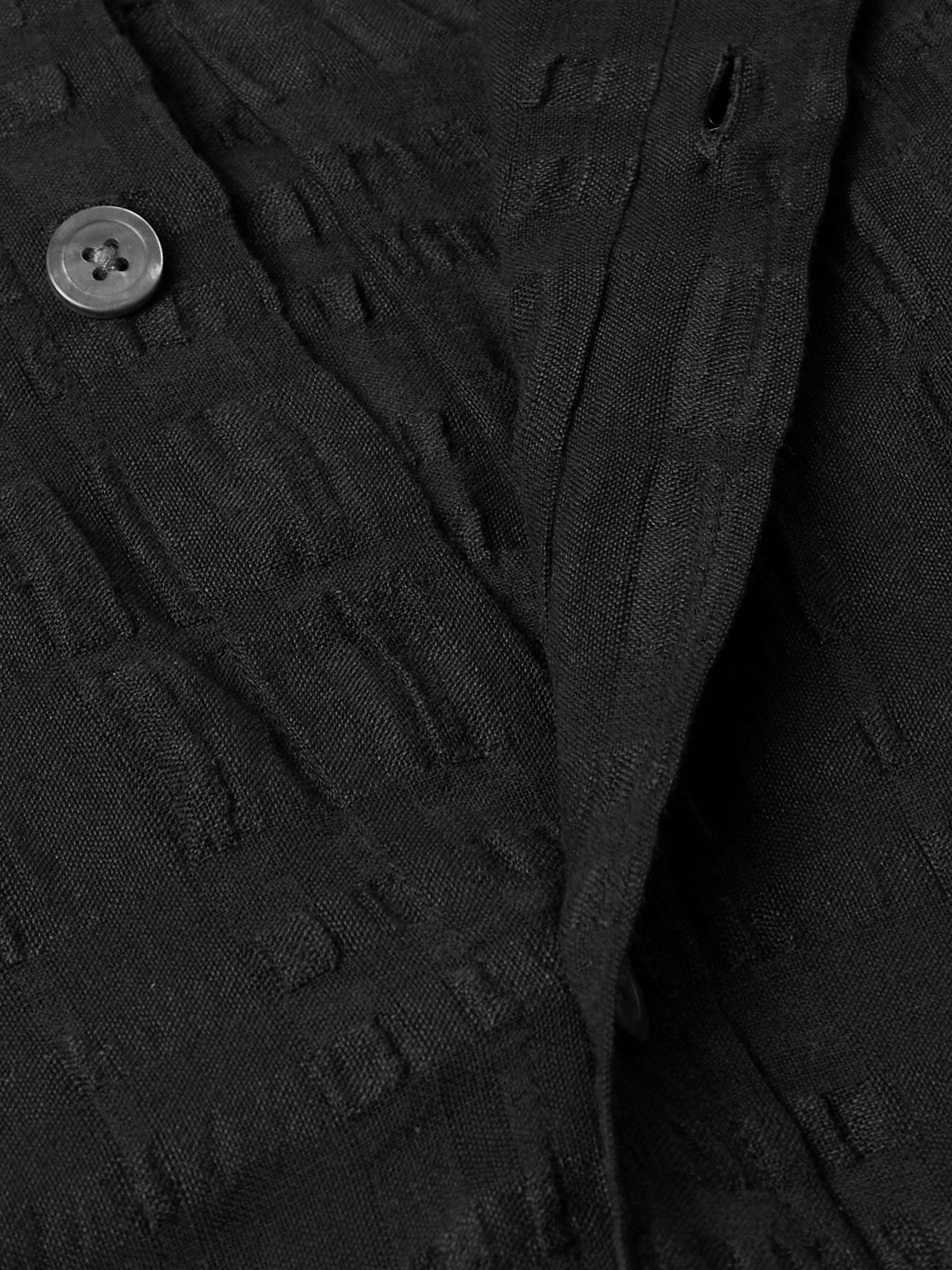 Stretch-Cotton and Linen-Blend Seersucker Shirt view
