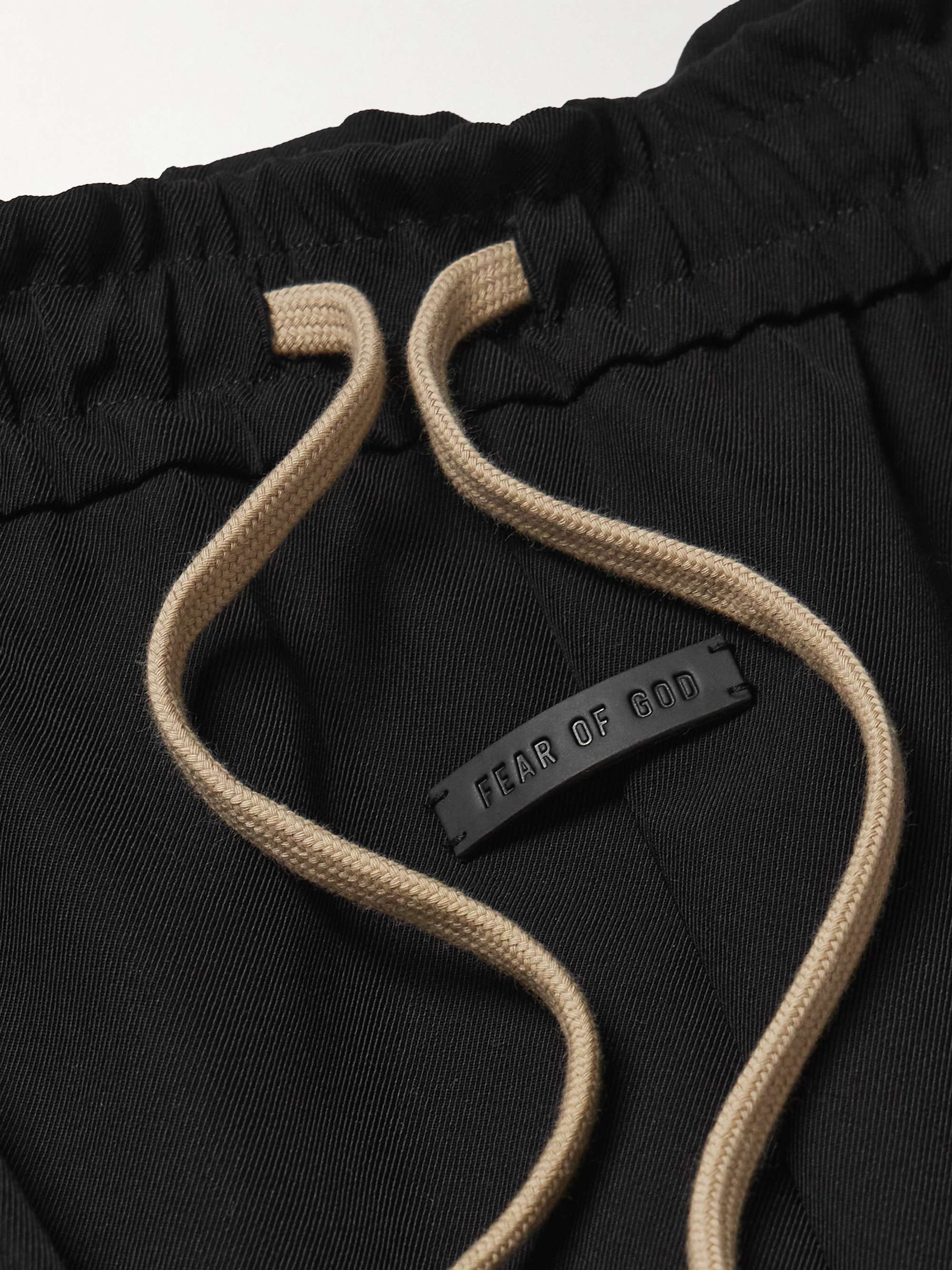 Wide-Leg Wool and Cotton-Blend Twill Drawstring Cargo Trousers view