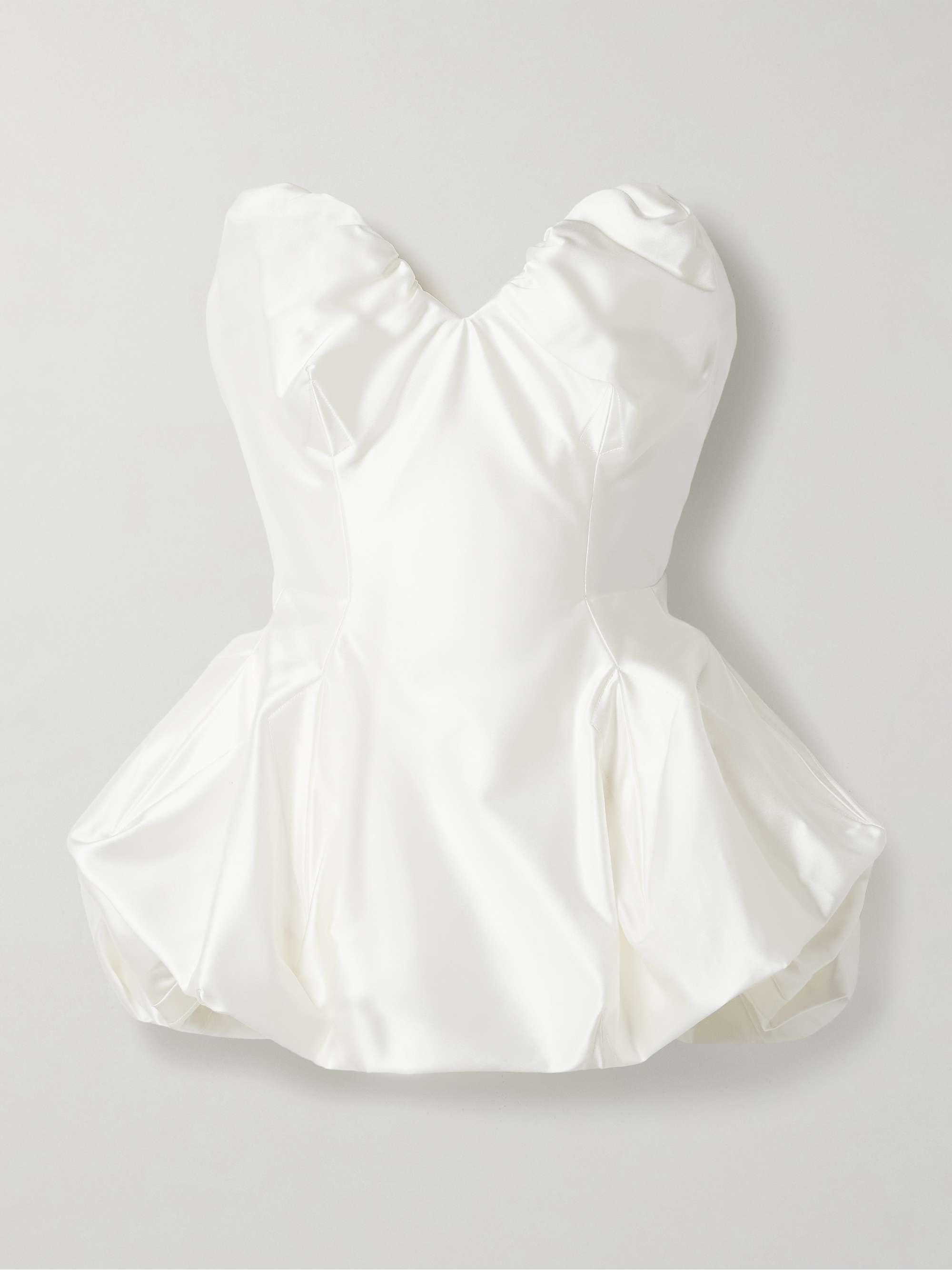 Raven strapless gathered satin bustier top view