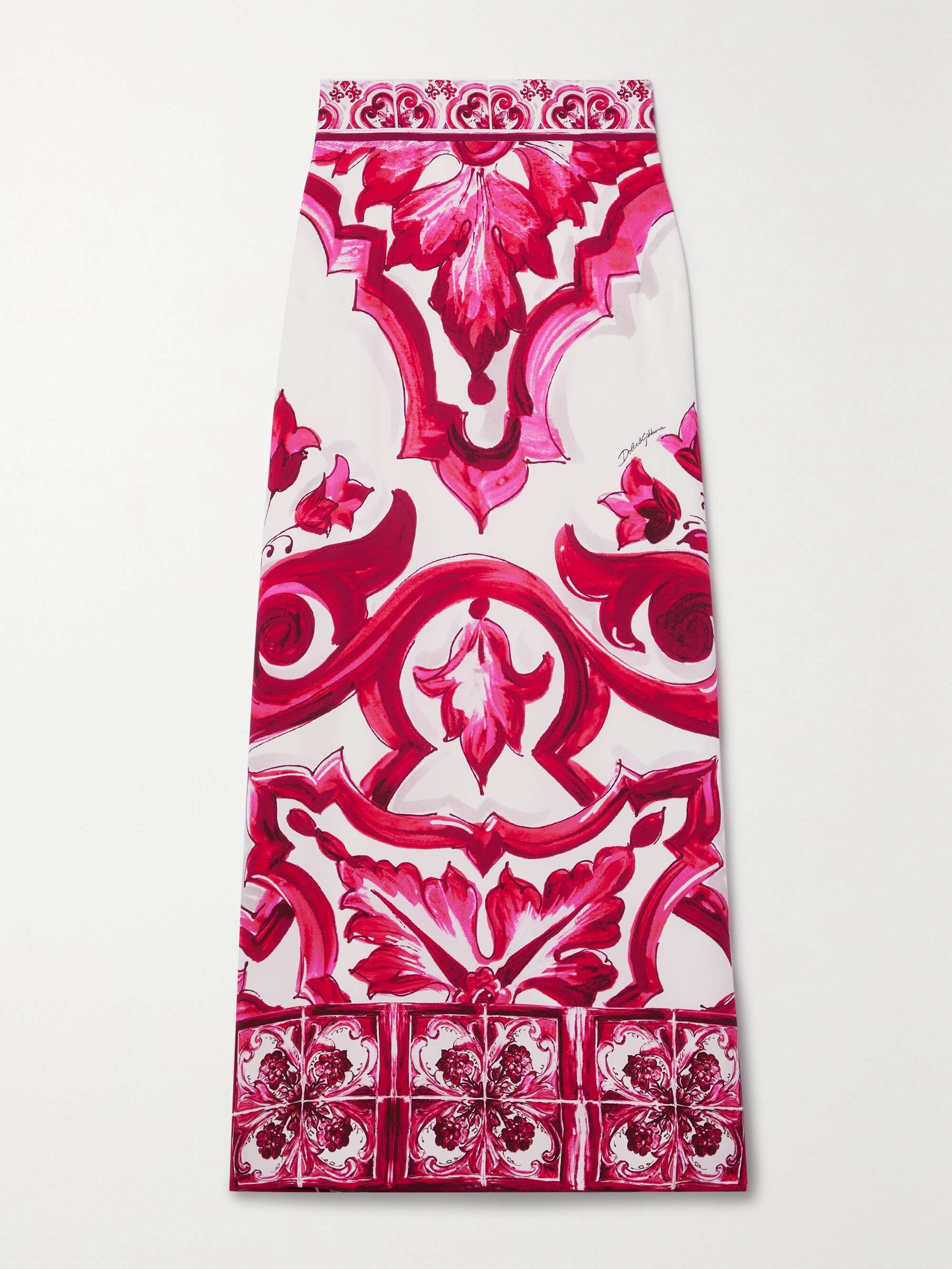 Maiolica printed silk-blend crepe de chine midi skirt view