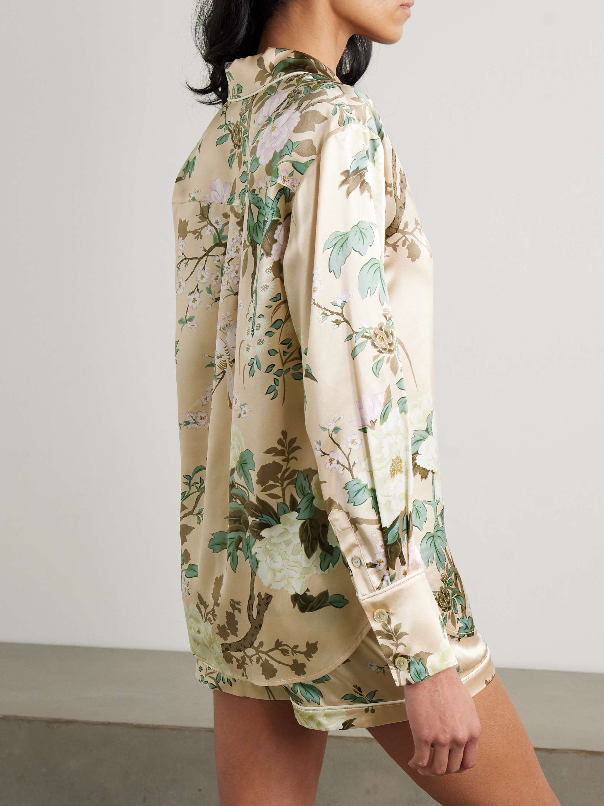 Alba floral-print silk-satin pajama set view