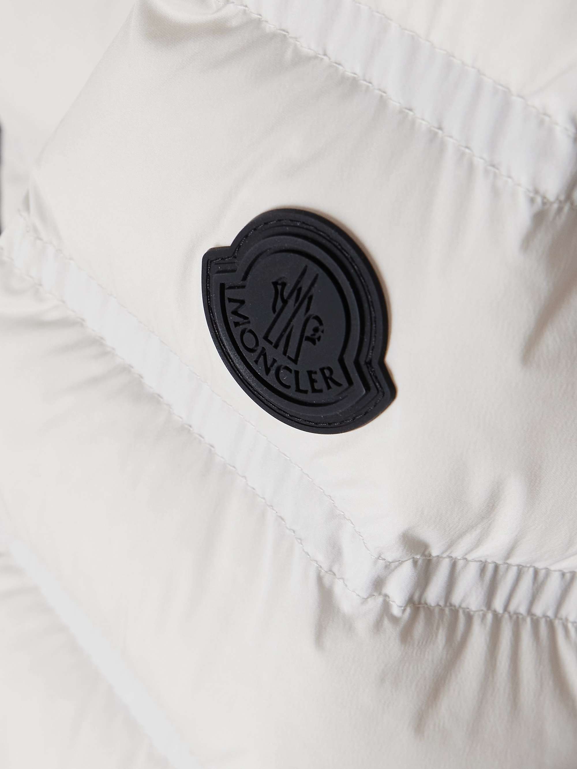 Appliquéd webbing-trimmed quilted shell down jacket view