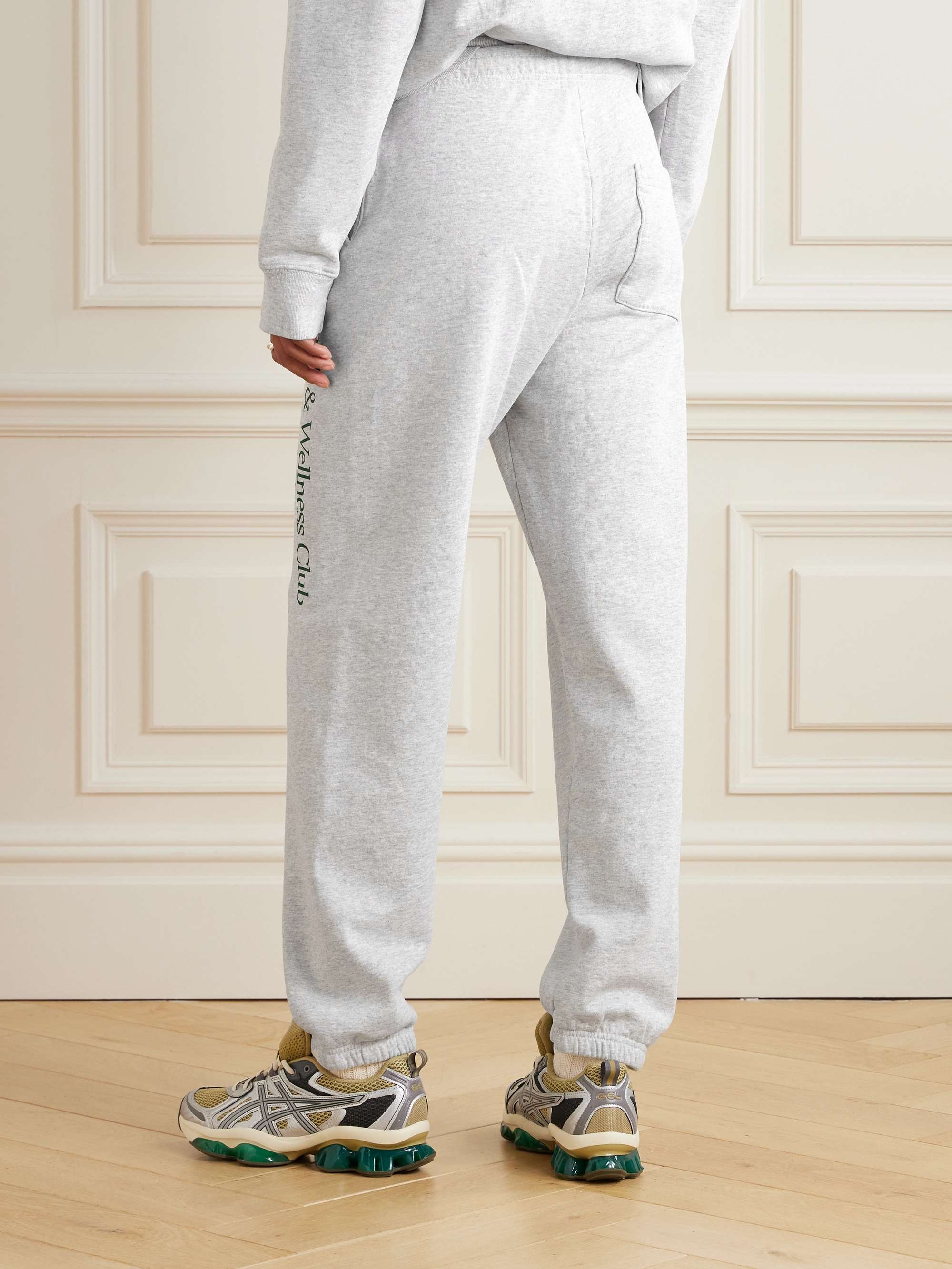 Printed cotton-blend jersey tapered track pants view