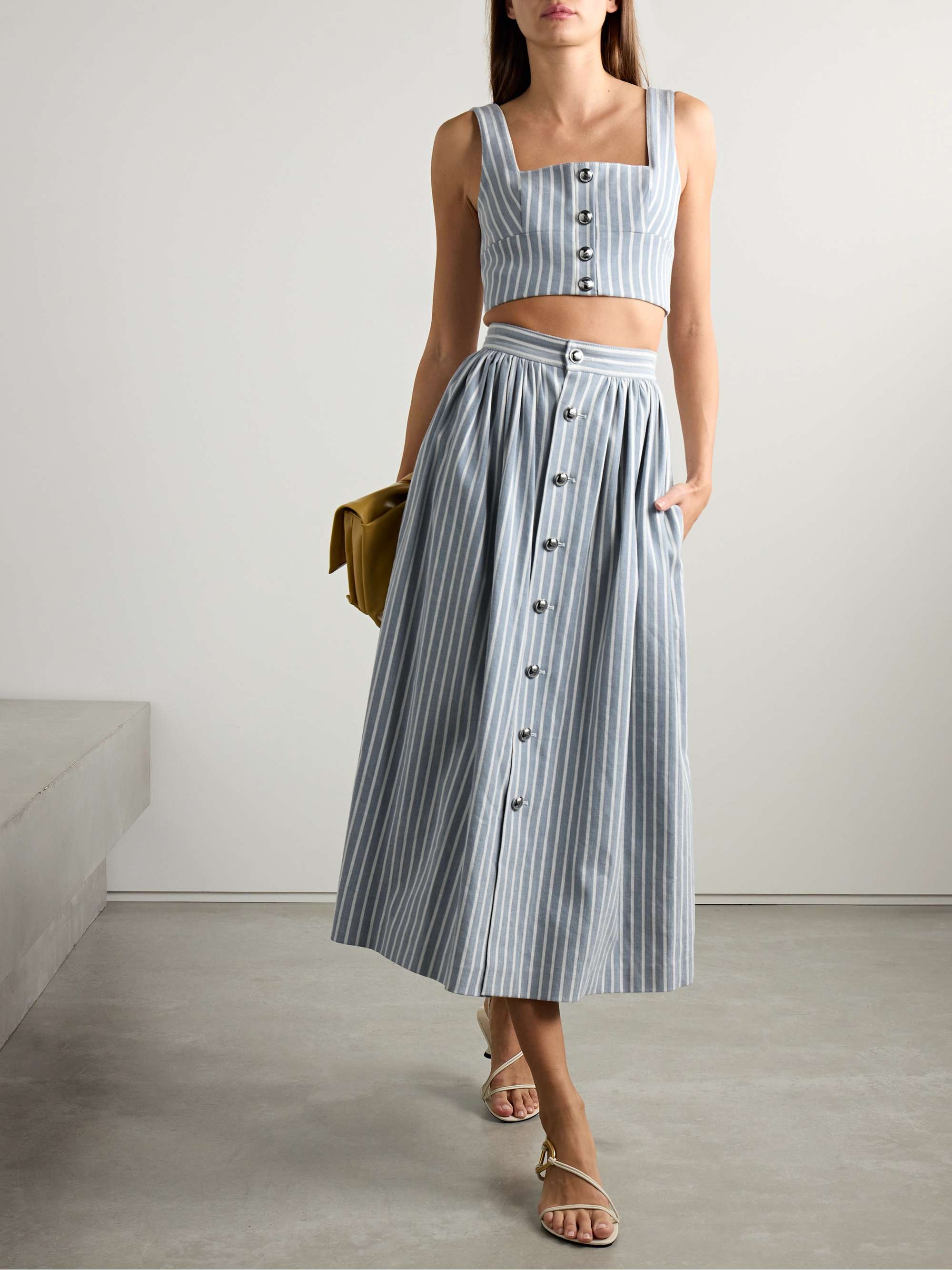Bryce striped denim midi skirt view