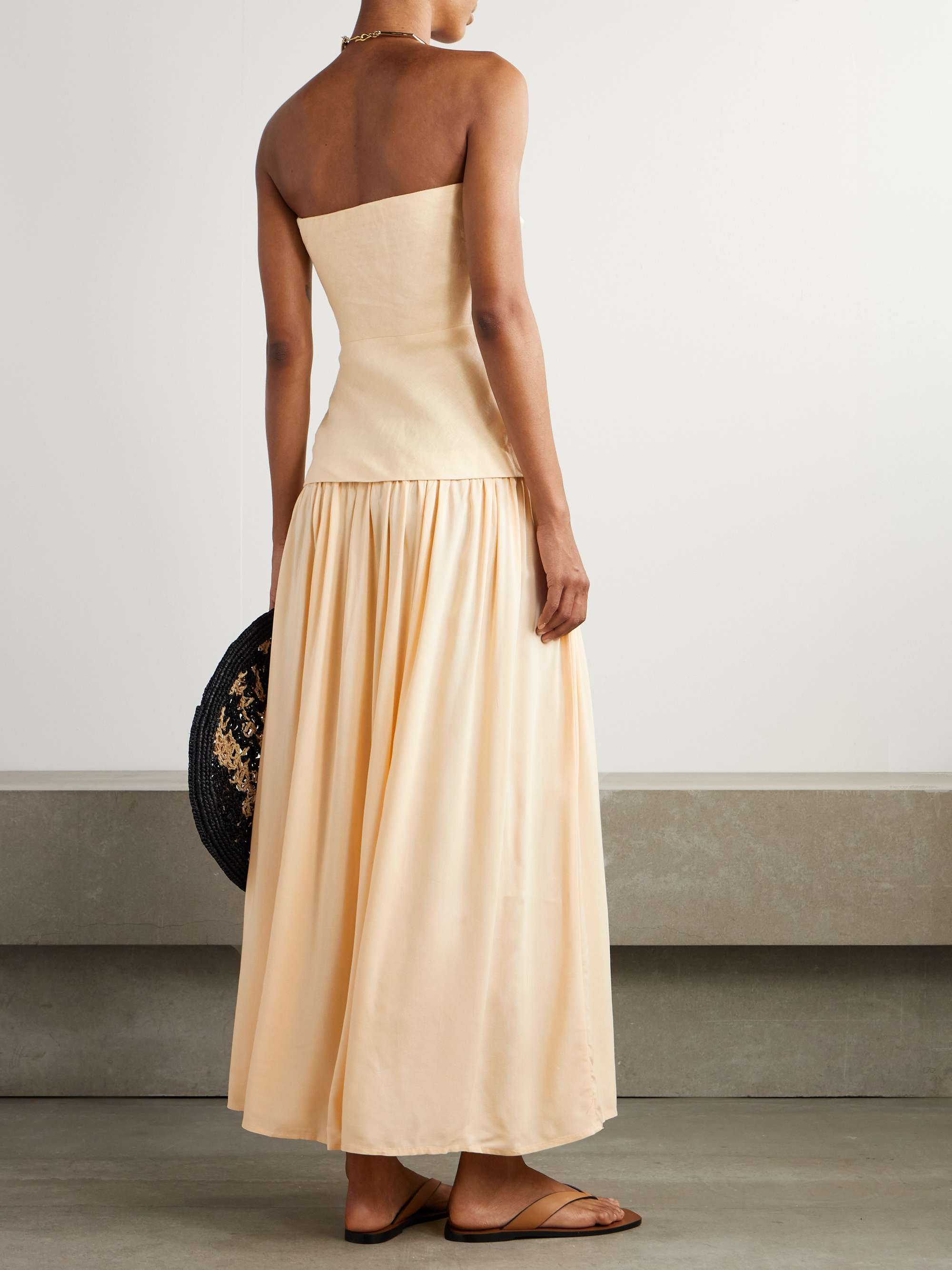 Hedy strapless gathered linen and voile maxi dress view