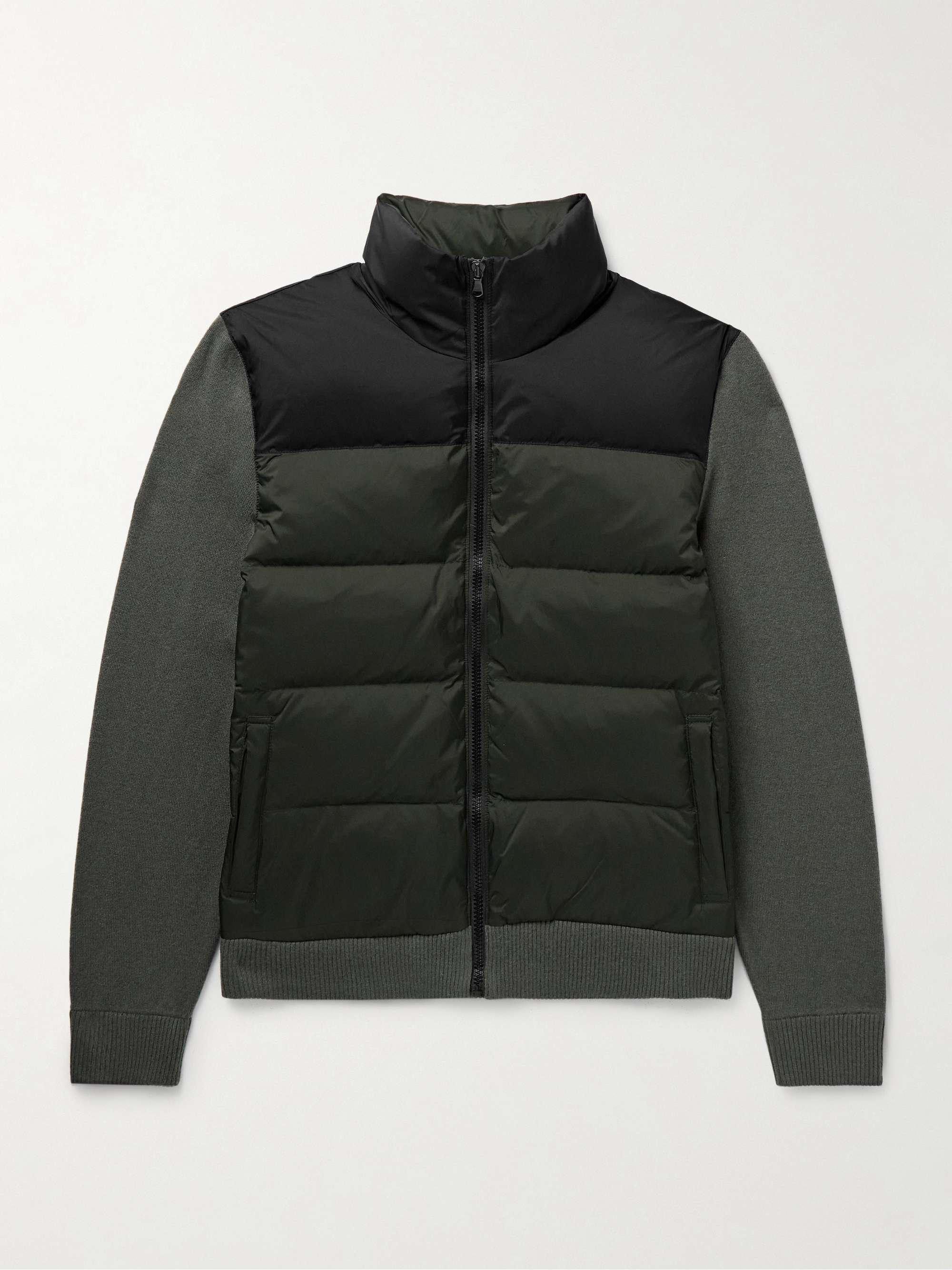 Colour-Block Panelled Wool and Cashmere-Blend and Quilted Shell Down Jacket view