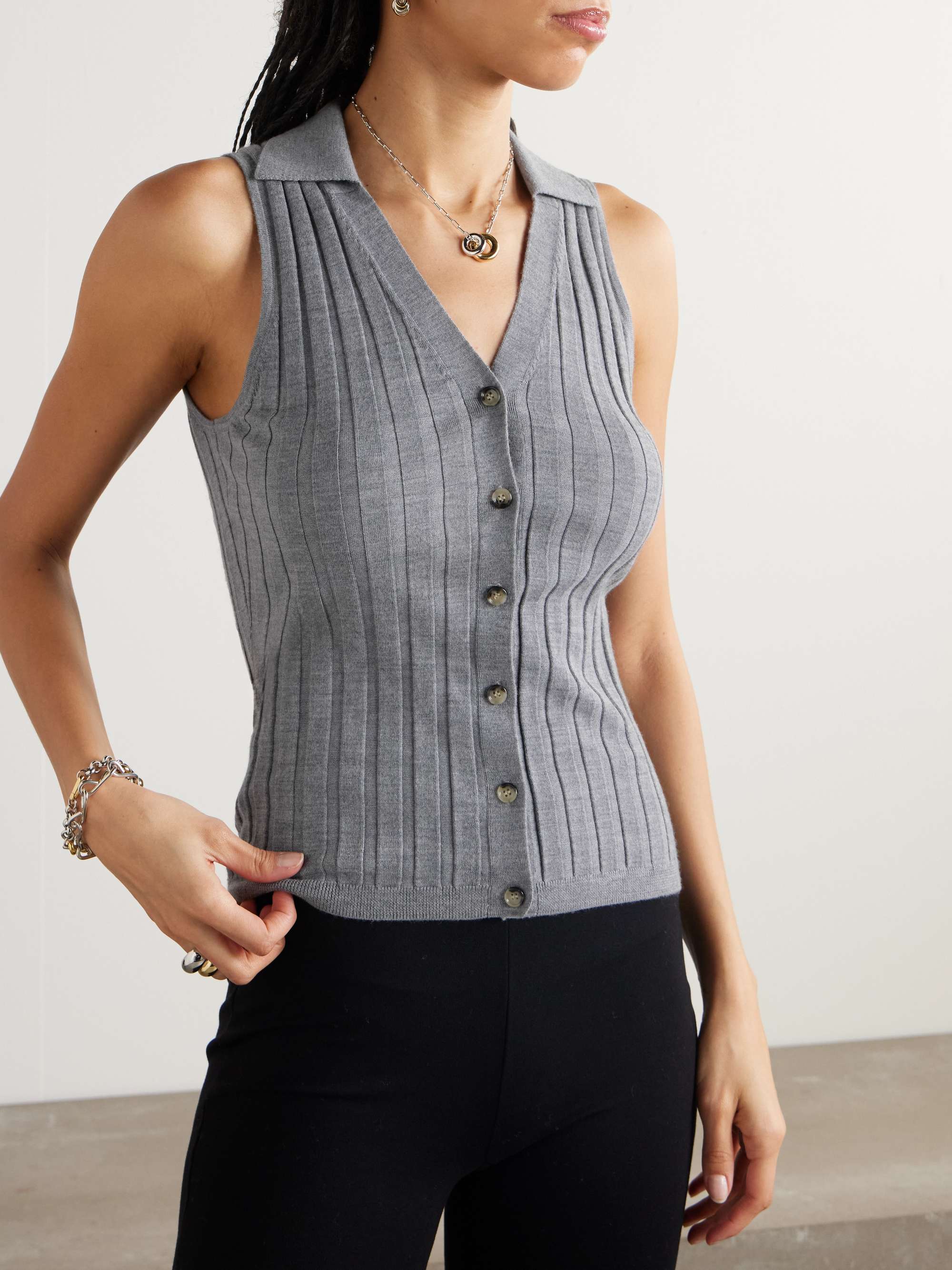 Ribbed wool vest view